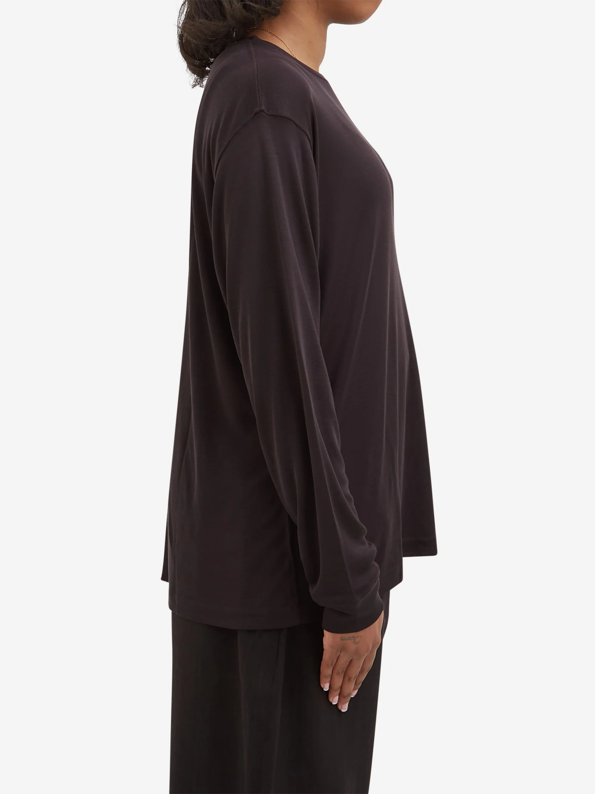 Studio Nicholson Simmons Long Sleeve Tee - Black Grape - Image 2