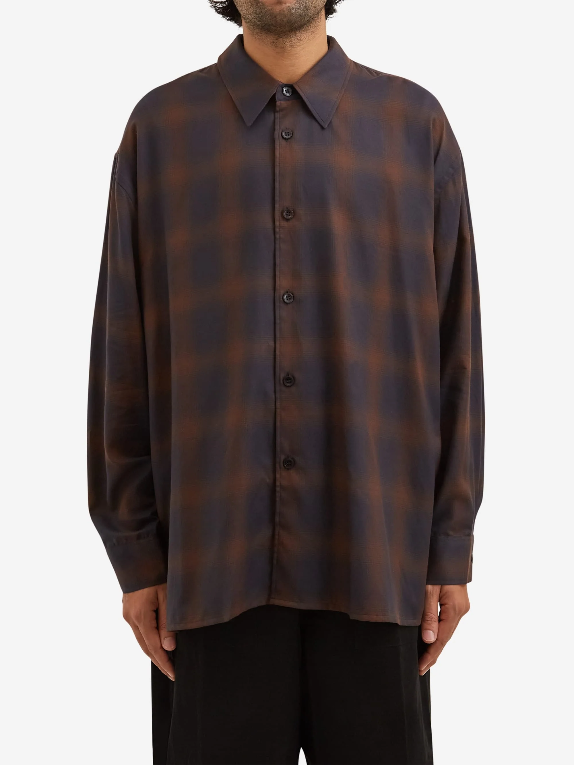 Studio Nicholson Strike Shirt - Navy/Espresso - Image 2