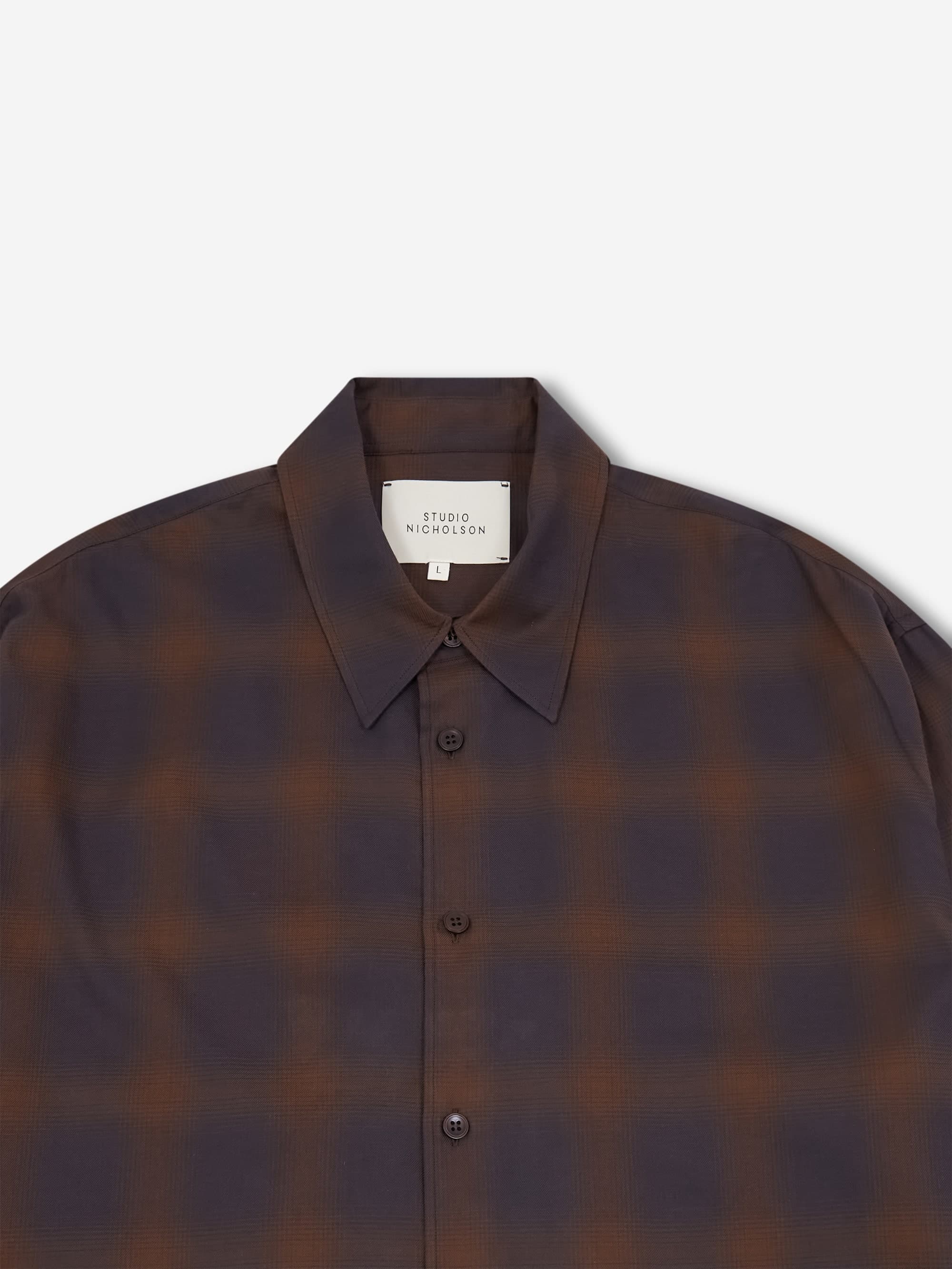 Studio Nicholson Strike Shirt - Navy/Espresso - Image 3