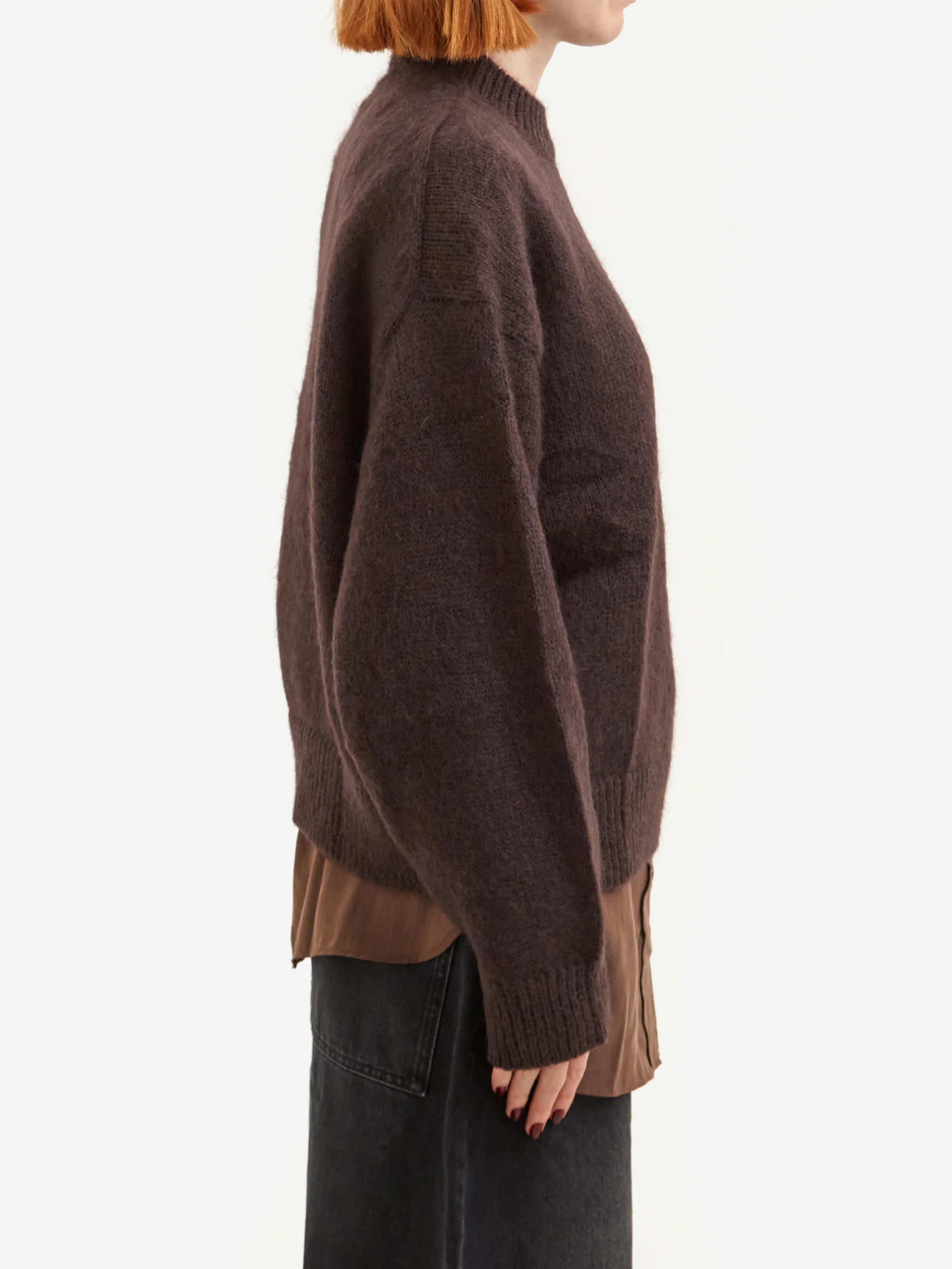 Studio Nicholson Wynn 3G Crew Knit - Espresso - Image 2
