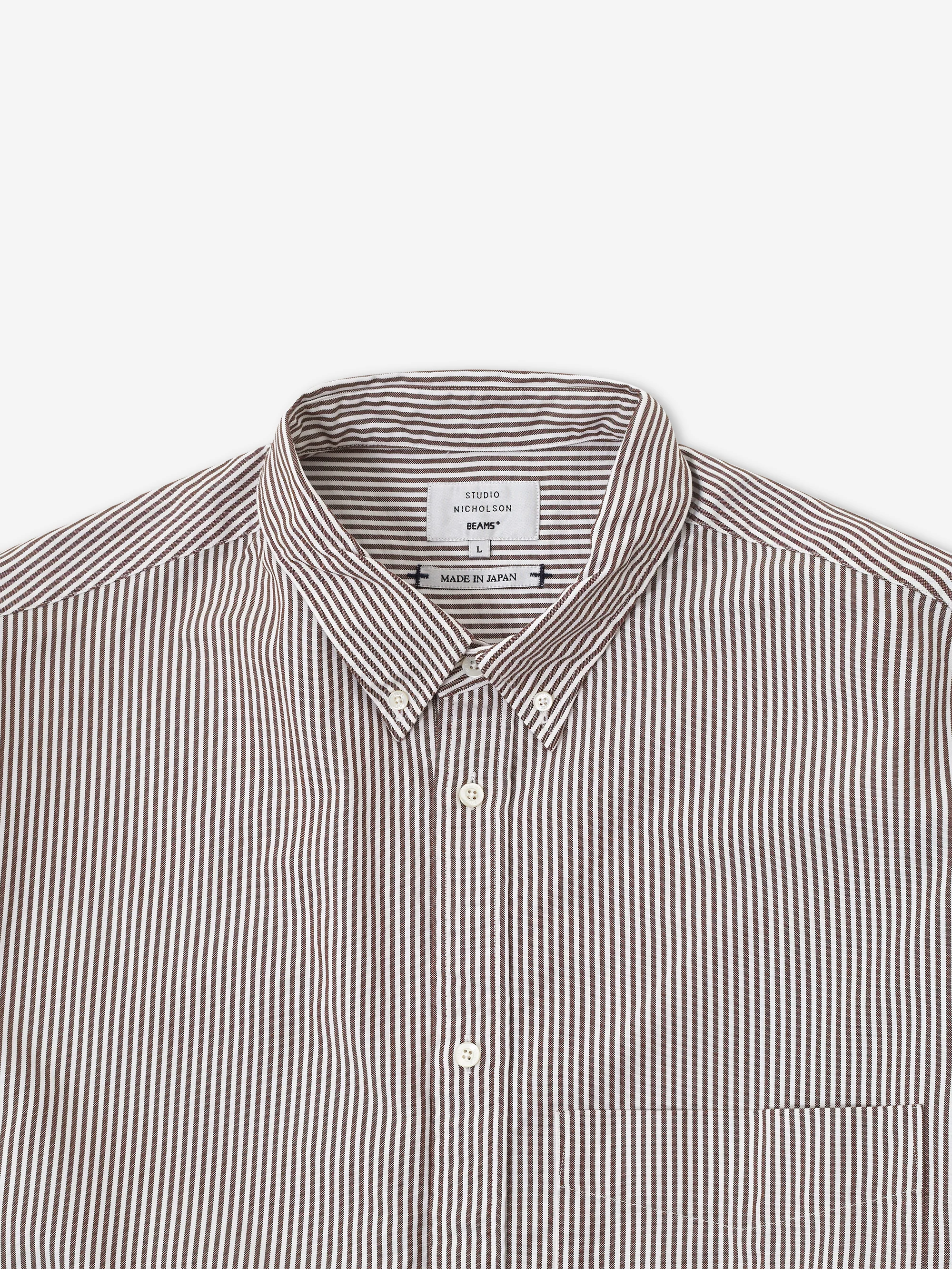 Studio Nicholson x Beams Plus Lisa Oxford Shirt - Brown Stripe - Image 2
