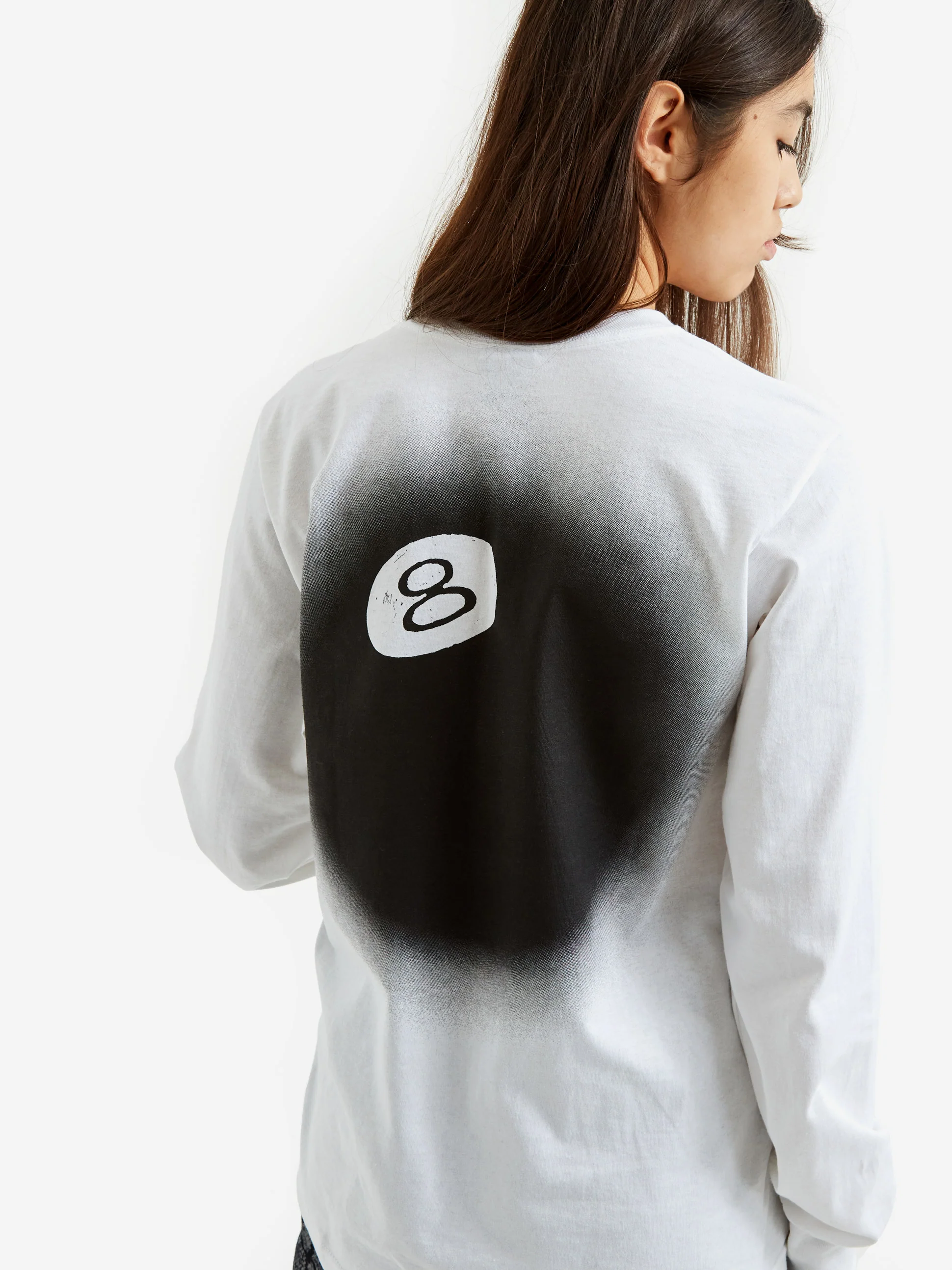 Stussy 8 Ball Fade LS T-Shirt - White - Image 5