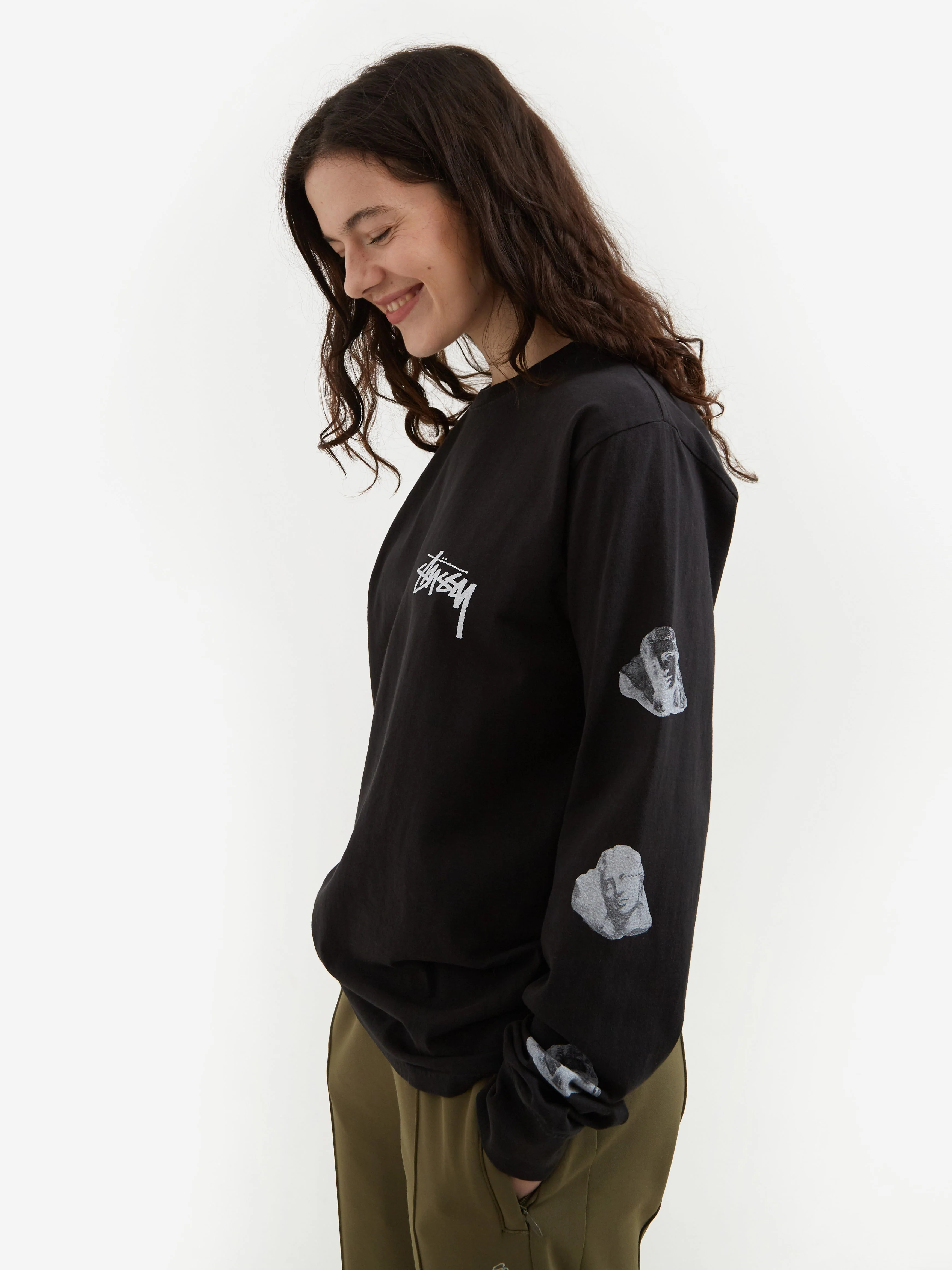 StuShort Sleevey AngeLong Sleeve Pigment Dyed Long Sleeve T-Shirt W - Black