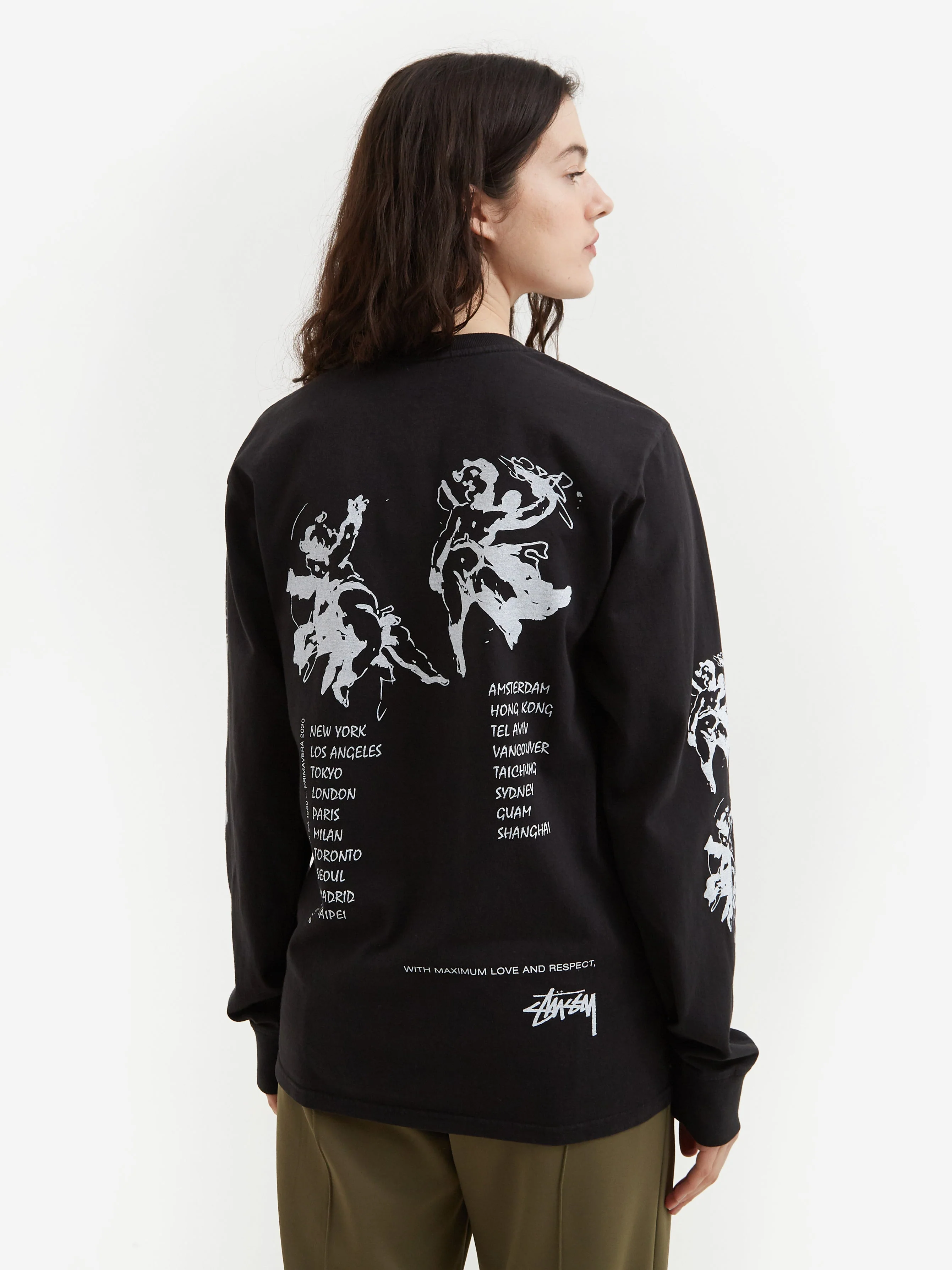 StuShort Sleevey AngeLong Sleeve Pigment Dyed Long Sleeve T-Shirt W - Black - Image 3