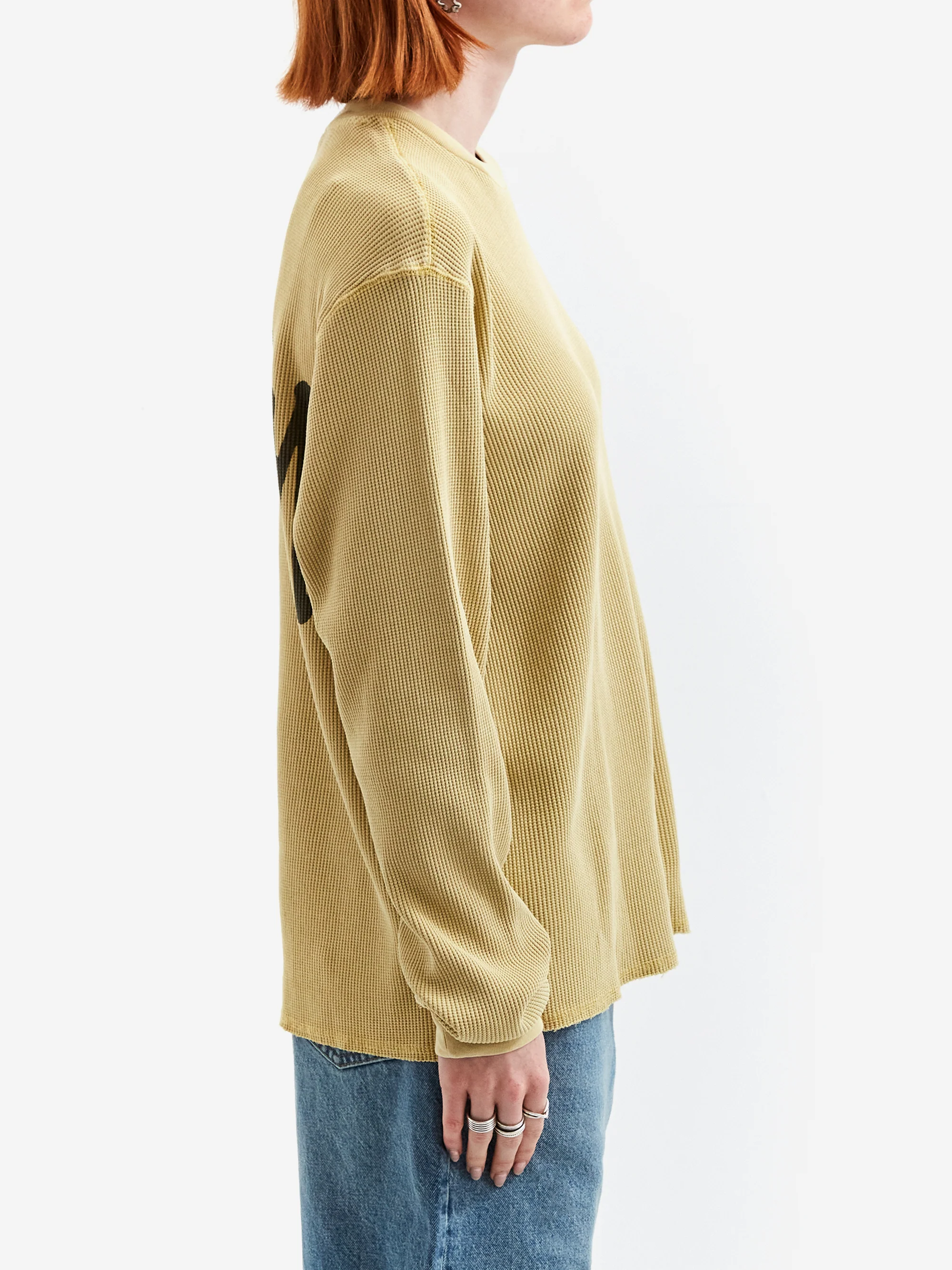 Stussy Basic Stock Long Sleeve Thermal - Dusty Yellow - Image 2
