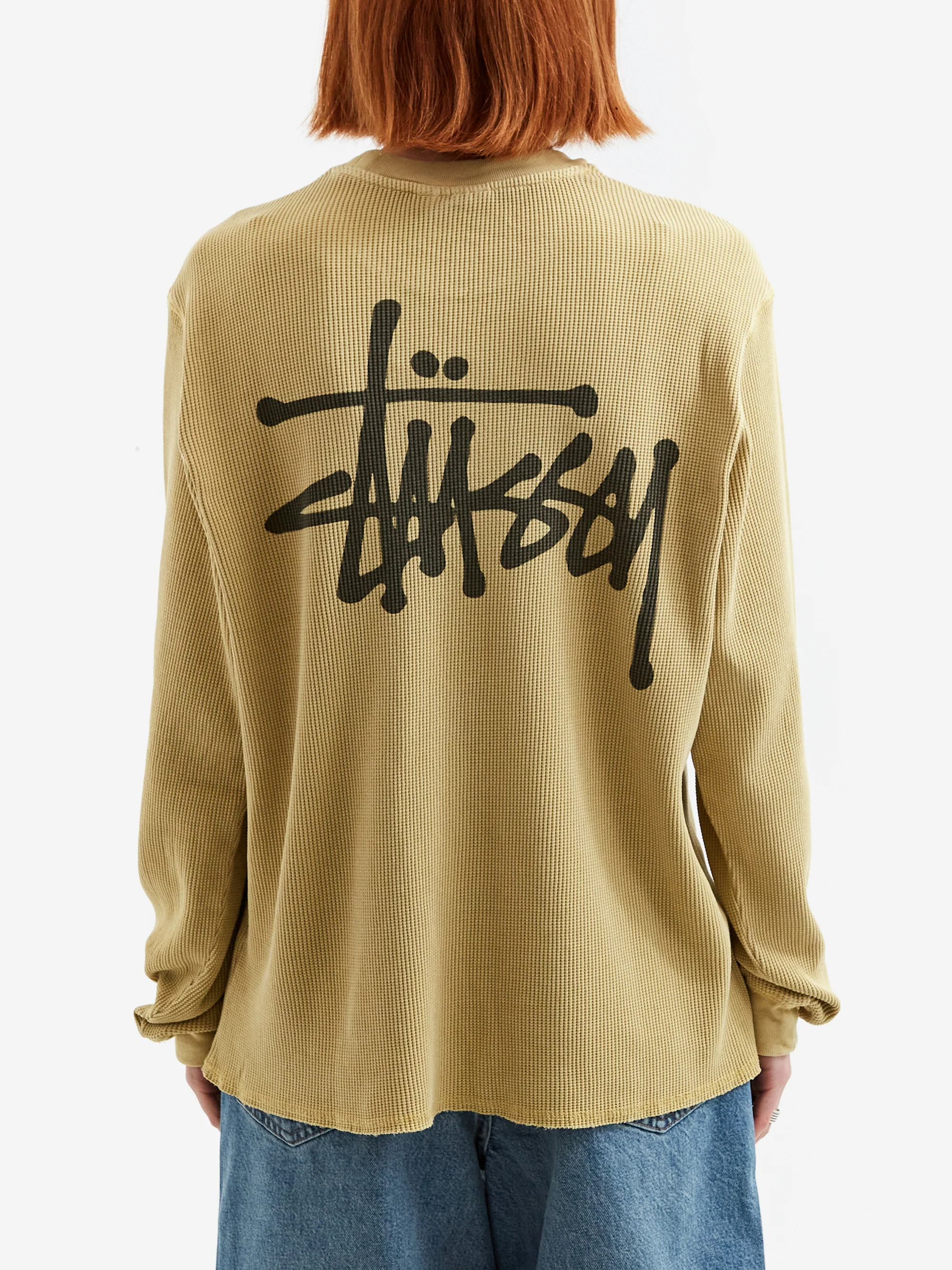 Stussy Basic Stock Long Sleeve Thermal - Dusty Yellow - Image 3