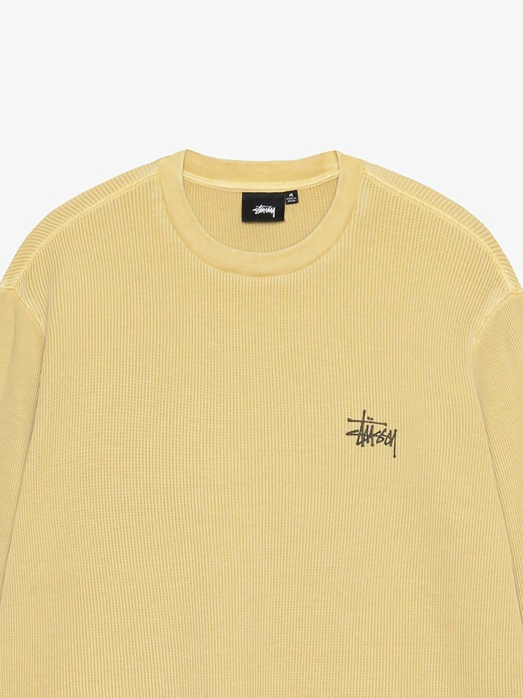 Stussy Basic Stock Long Sleeve Thermal - Dusty Yellow - Image 5