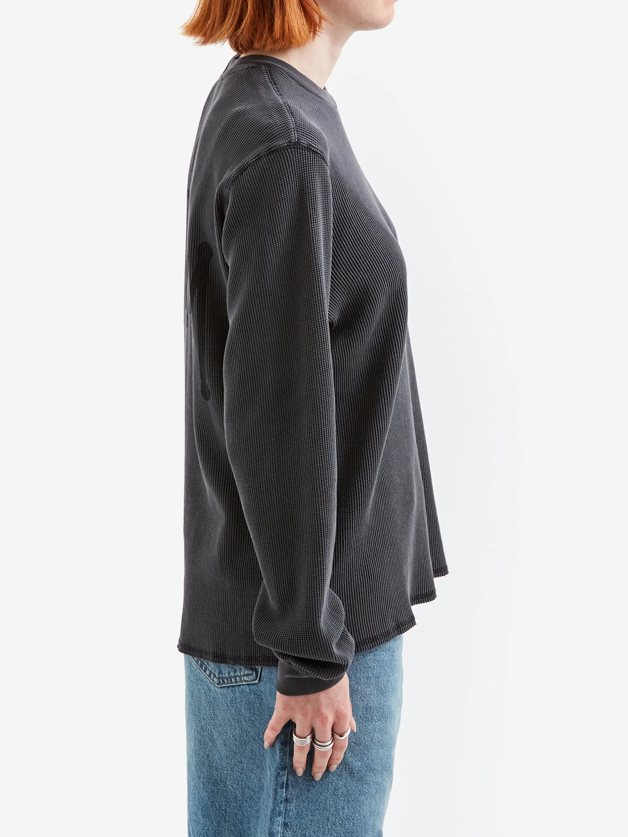 Stussy Basic Stock Long Sleeve Thermal - Washed Black - Image 2