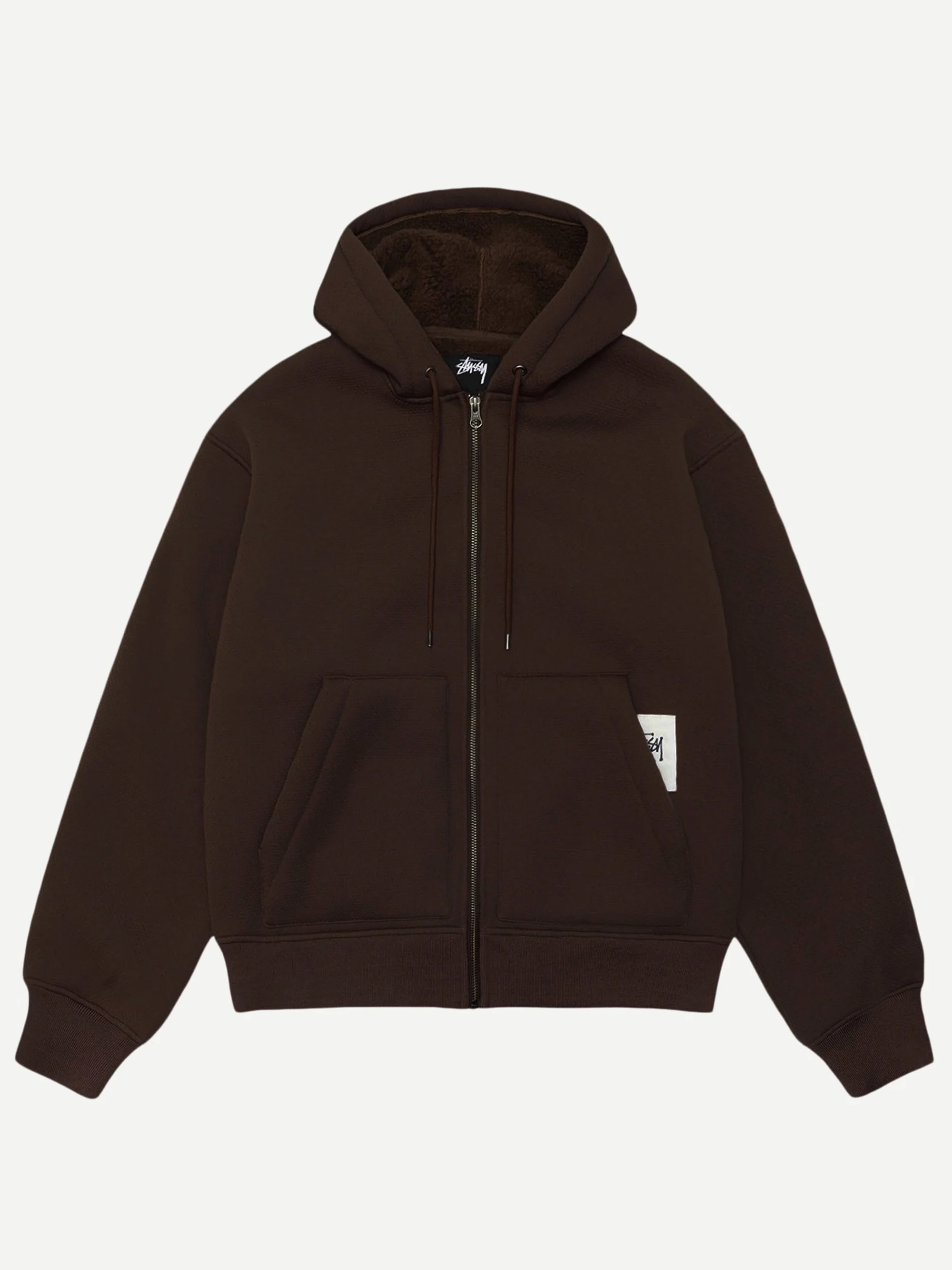 Stussy Bonded Sherpa Lined Hood - Brown