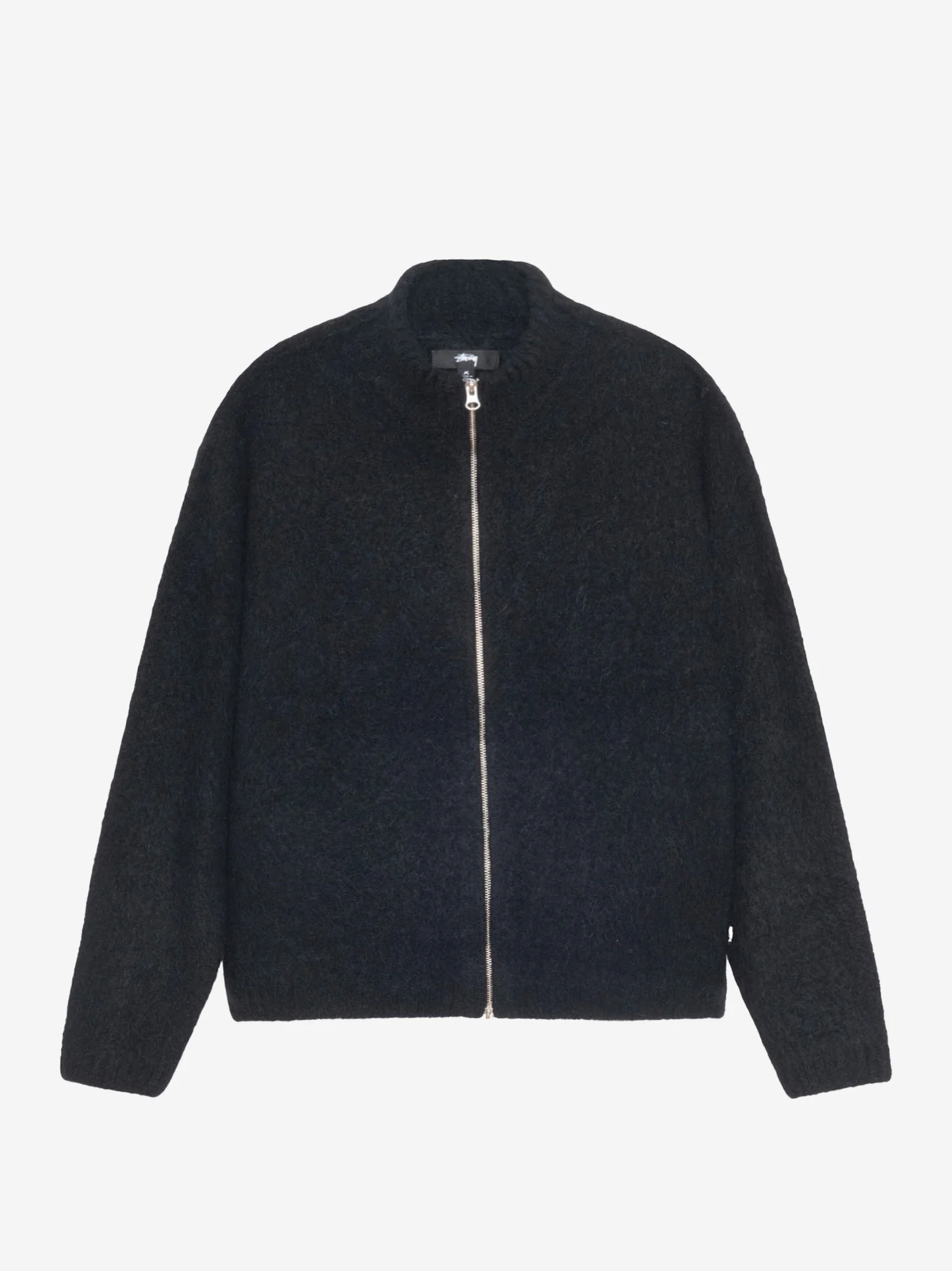 Stussy Brushed Mock Full Zip Sweater - Black