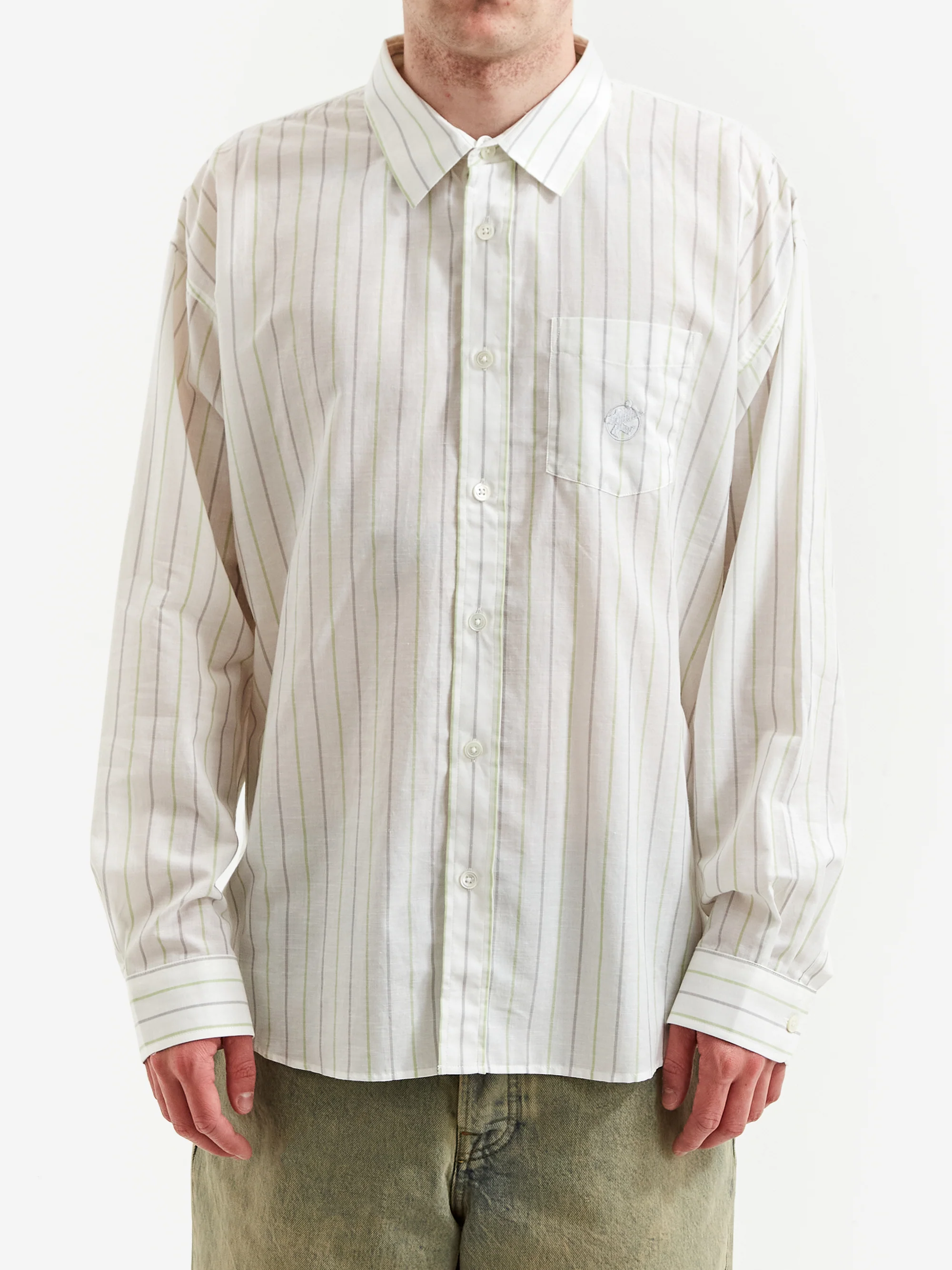 Stussy Classic Long Sleeve Stripe Shirt - White - Image 2