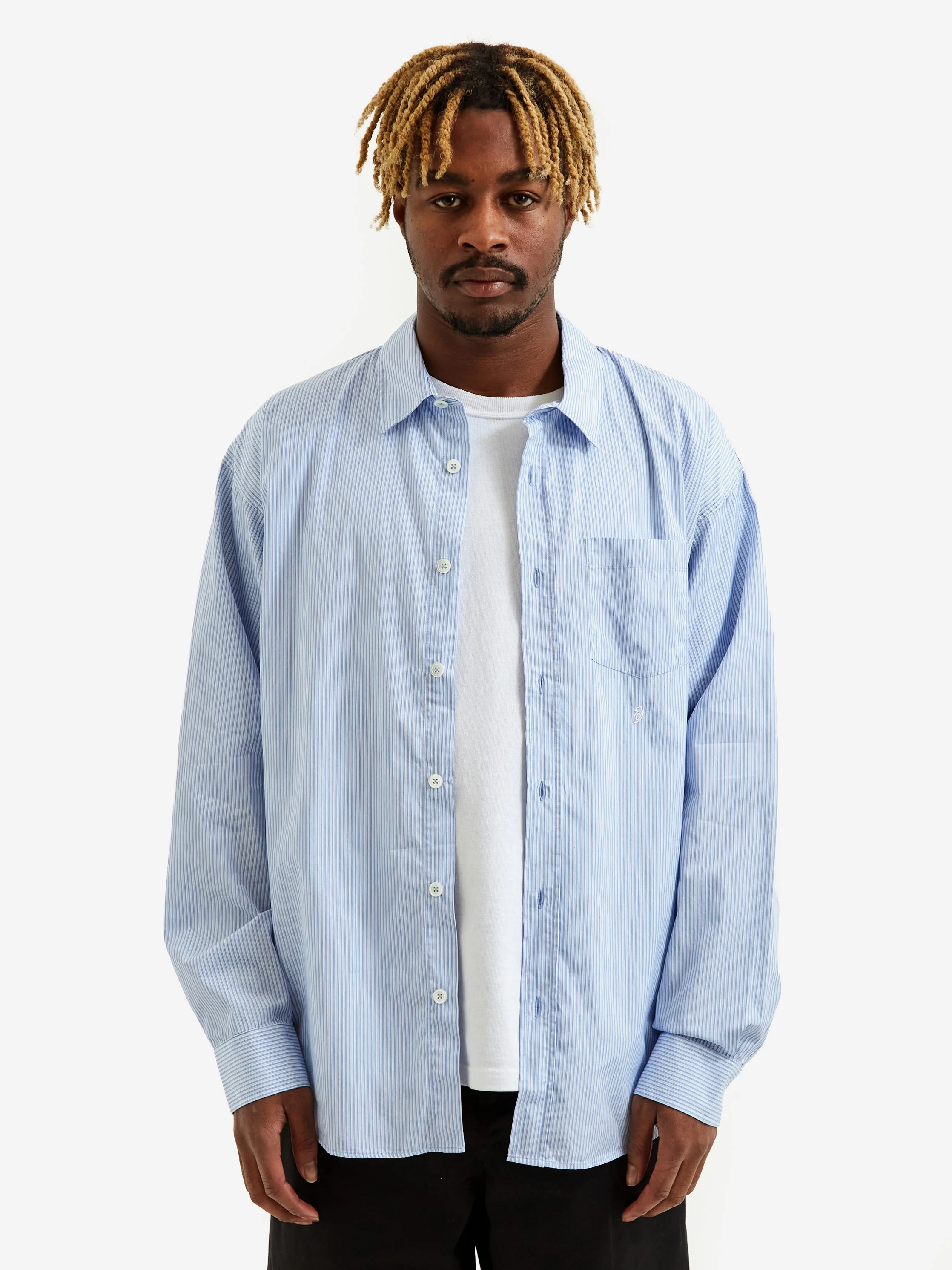 Stussy Classic Stripe Shirt - Blue Stripe - Image 7