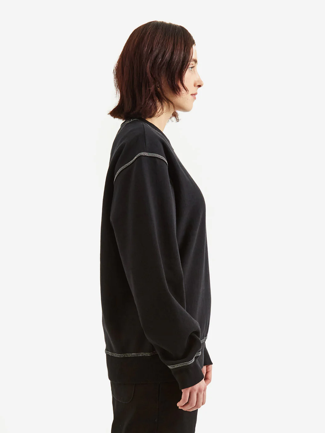 Stussy Contrast Stitch Label Crew - Black - Image 2