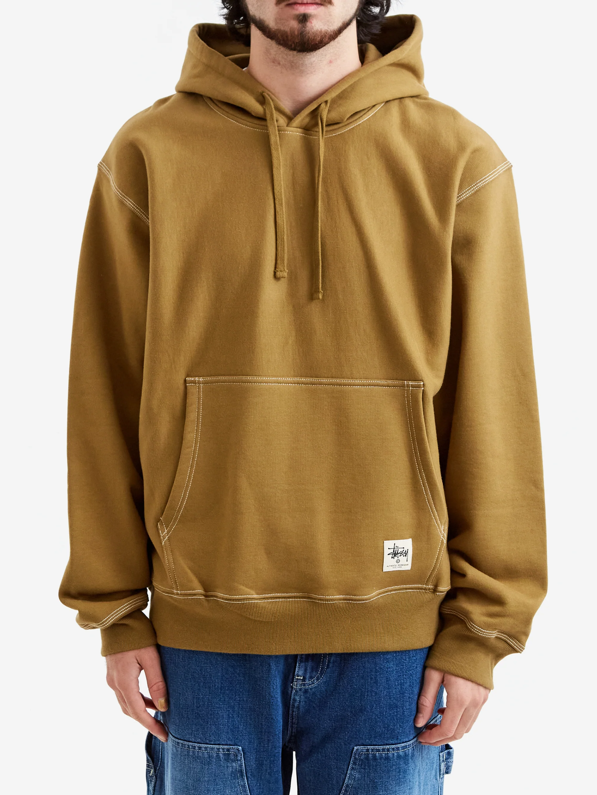 Stussy Contrast Stitch Label Hood - Olive - Image 2