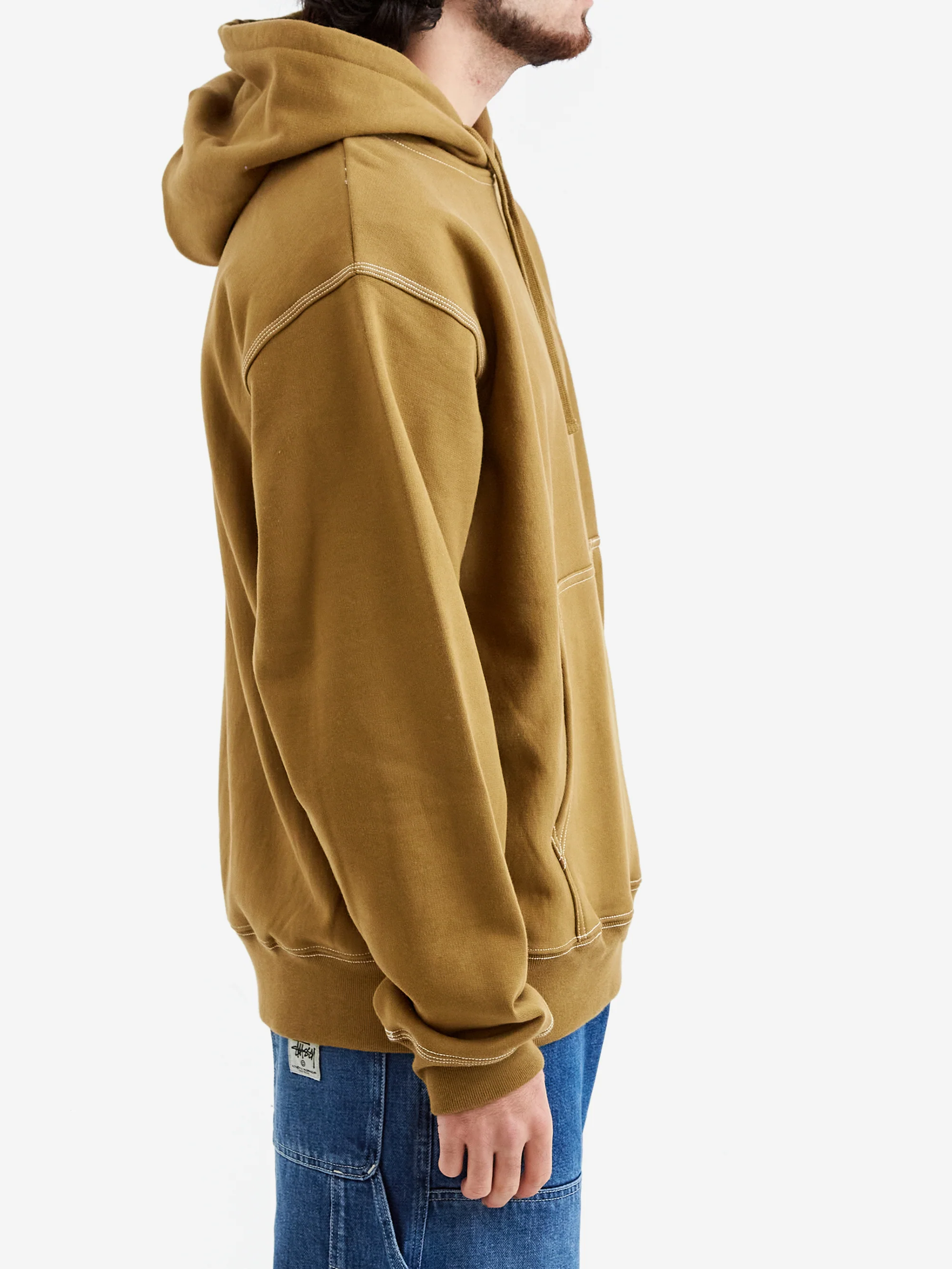 Stussy Contrast Stitch Label Hood - Olive - Image 5