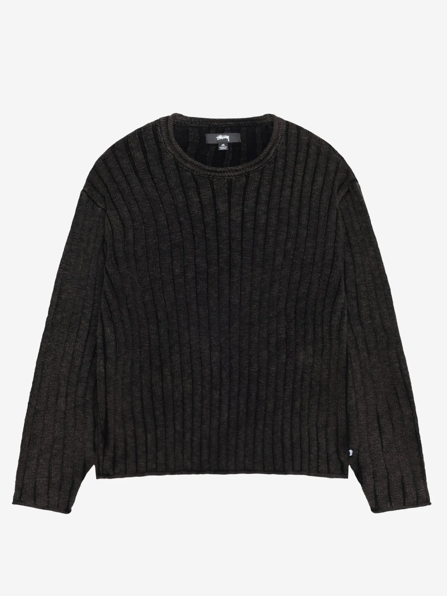 Stussy Cotton Slub Rib Crew - Black