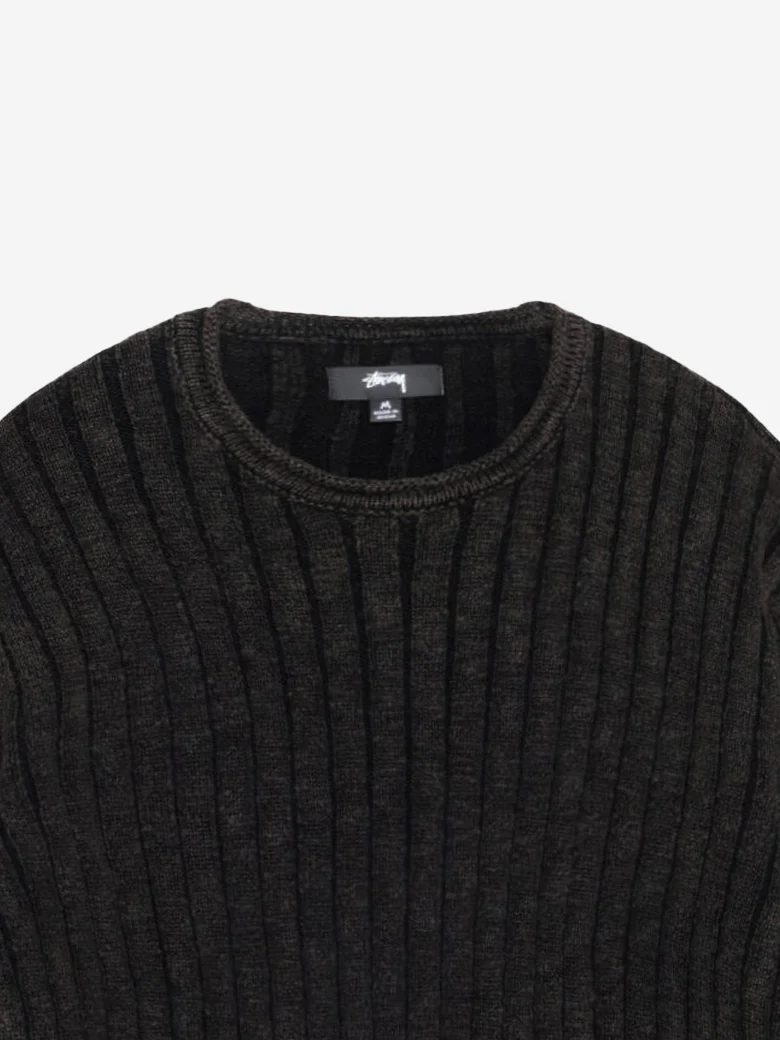 Stussy Cotton Slub Rib Crew - Black - Image 2