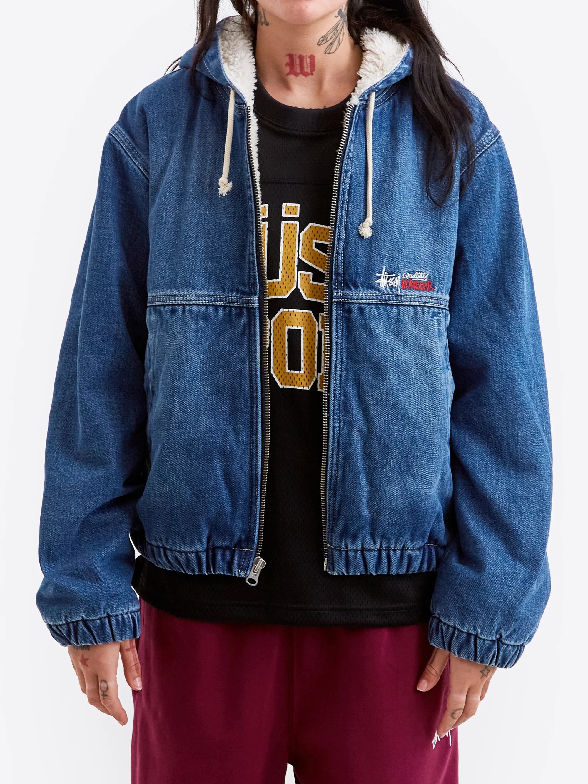 Stussy Denim Sherpa Work Jacket - Washed Blue - Image 3