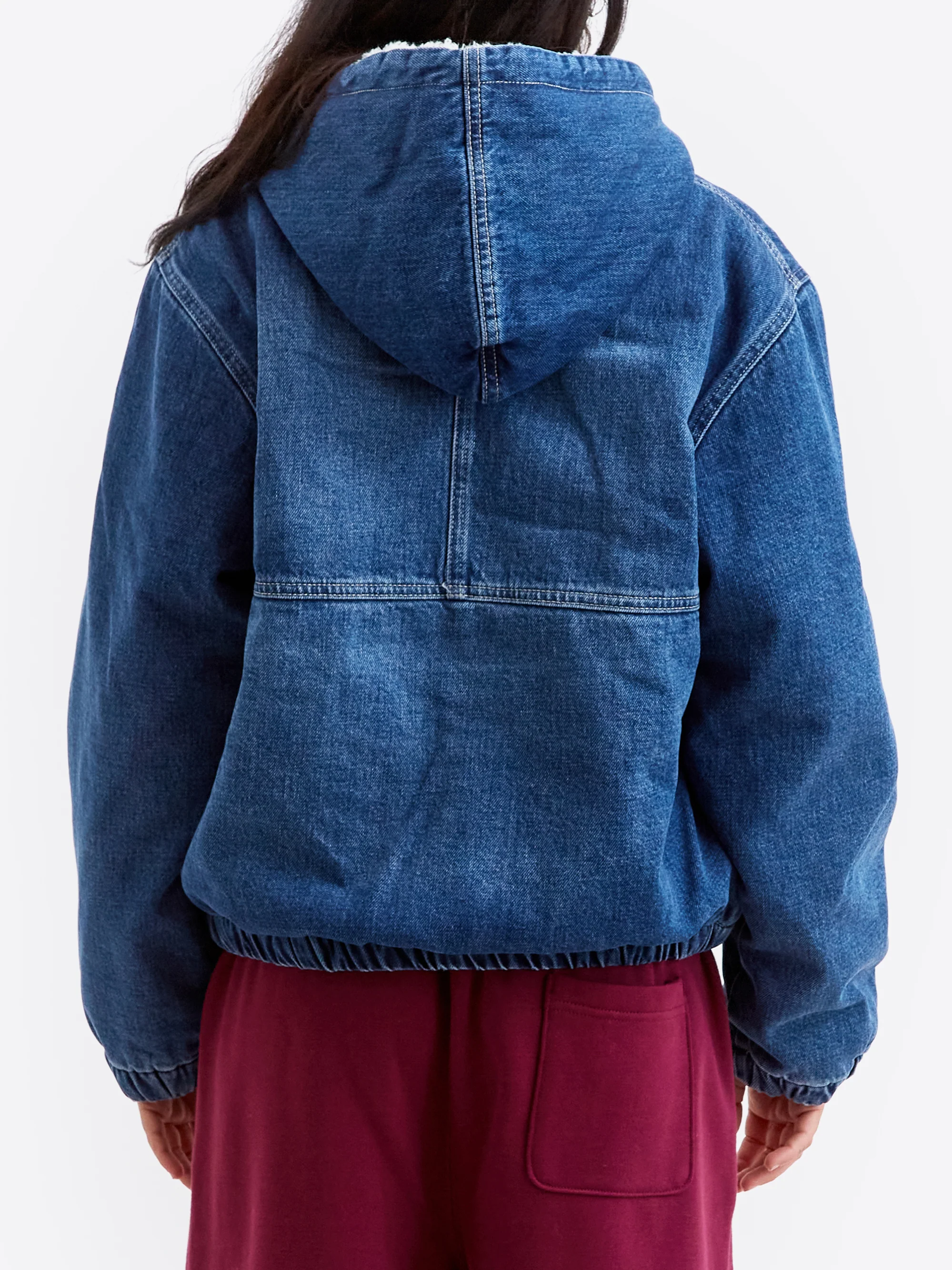 Stussy Denim Sherpa Work Jacket - Washed Blue - Image 4