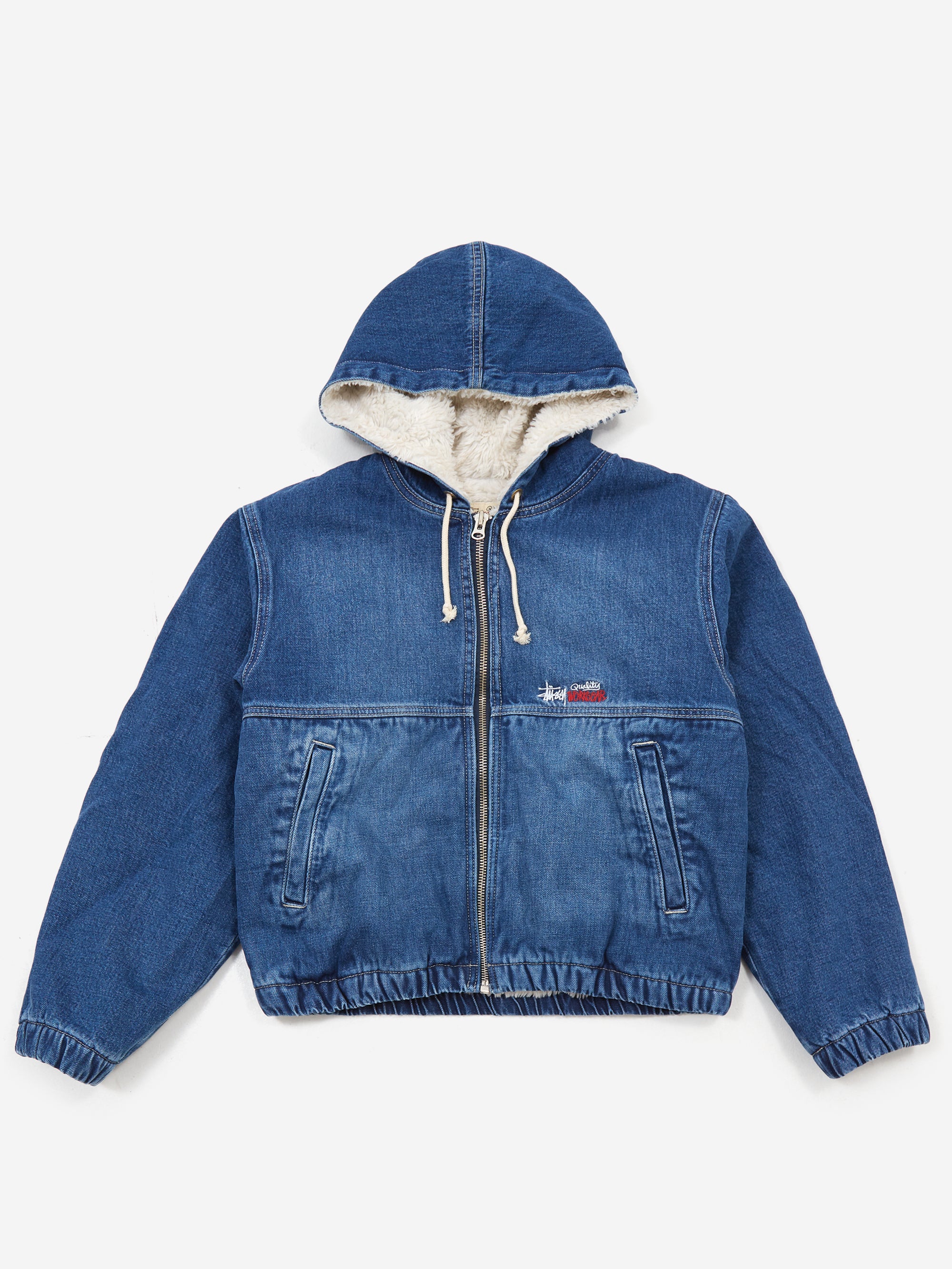 Stussy Denim Sherpa Work Jacket - Washed Blue - Image 5
