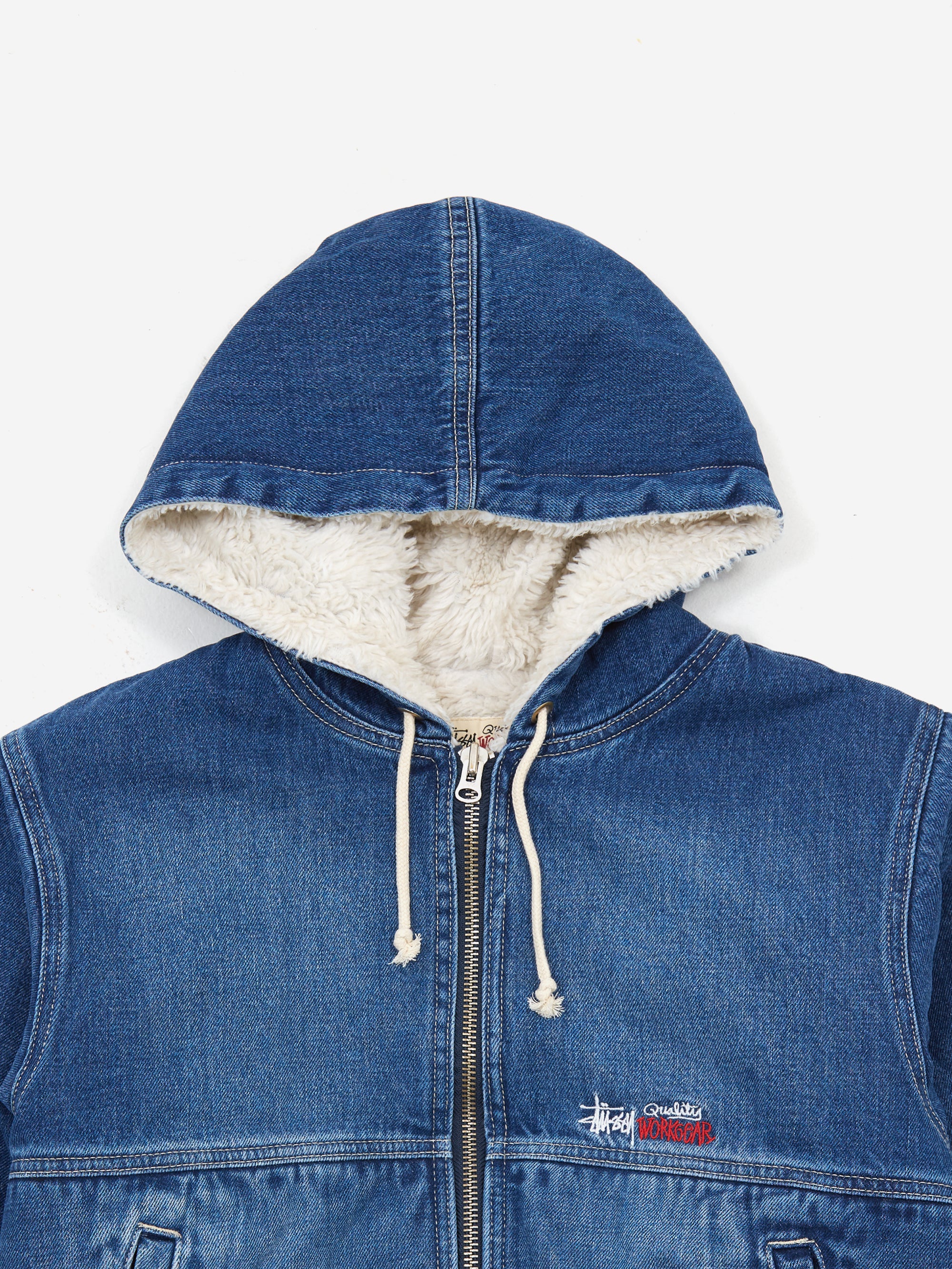 Stussy Denim Sherpa Work Jacket - Washed Blue - Image 6