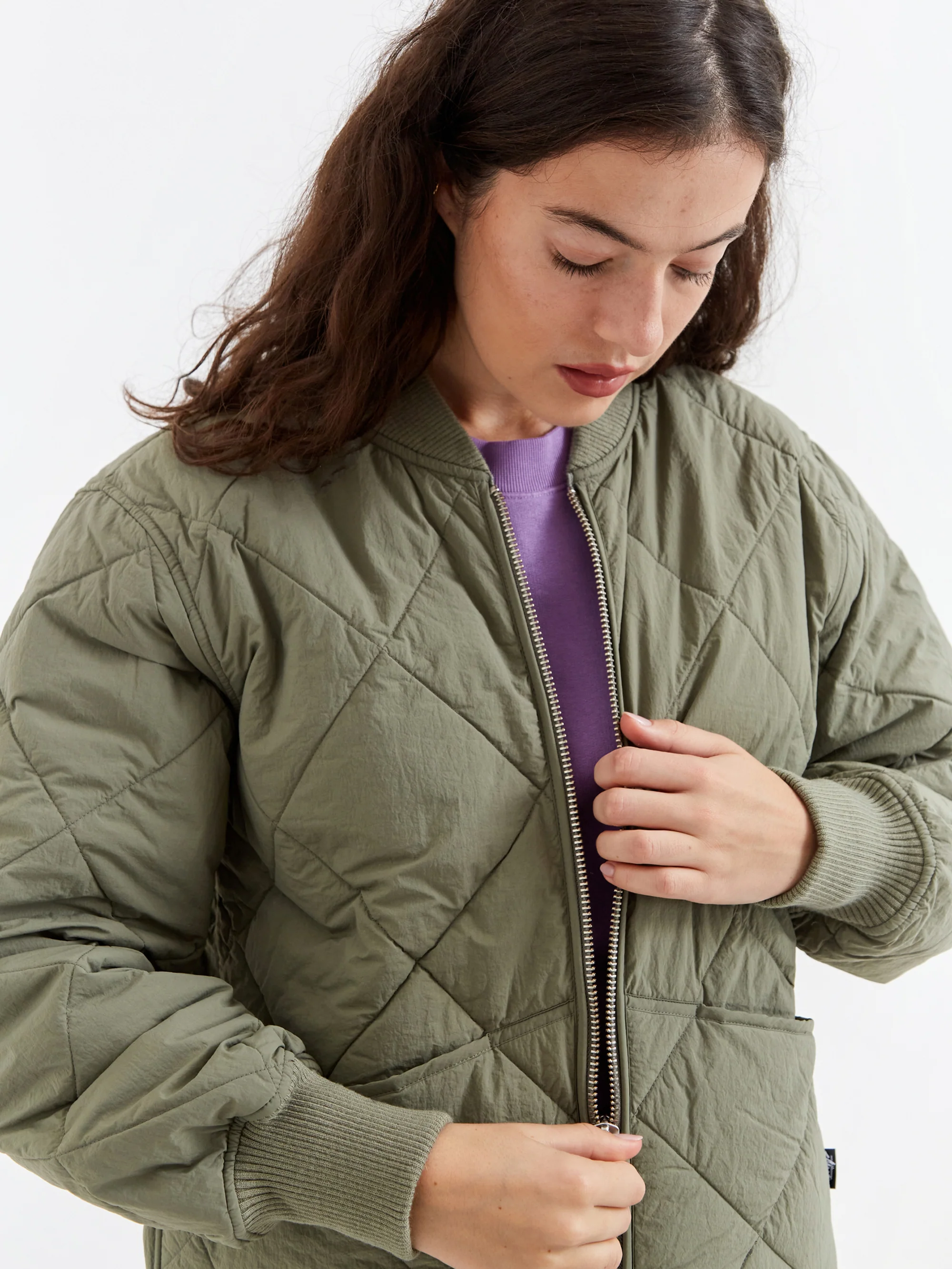 Stussy Dice Quilted Liner Jacket W - Olive - Image 4