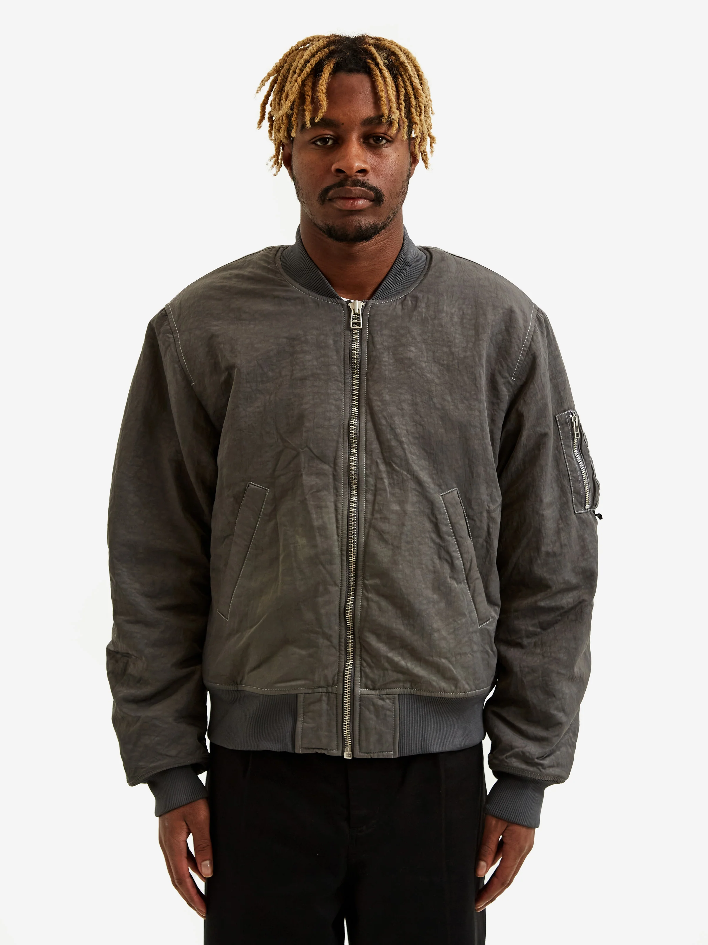 Stussy Dyed Nylon Bomber Jacket - Charcoal - Image 2