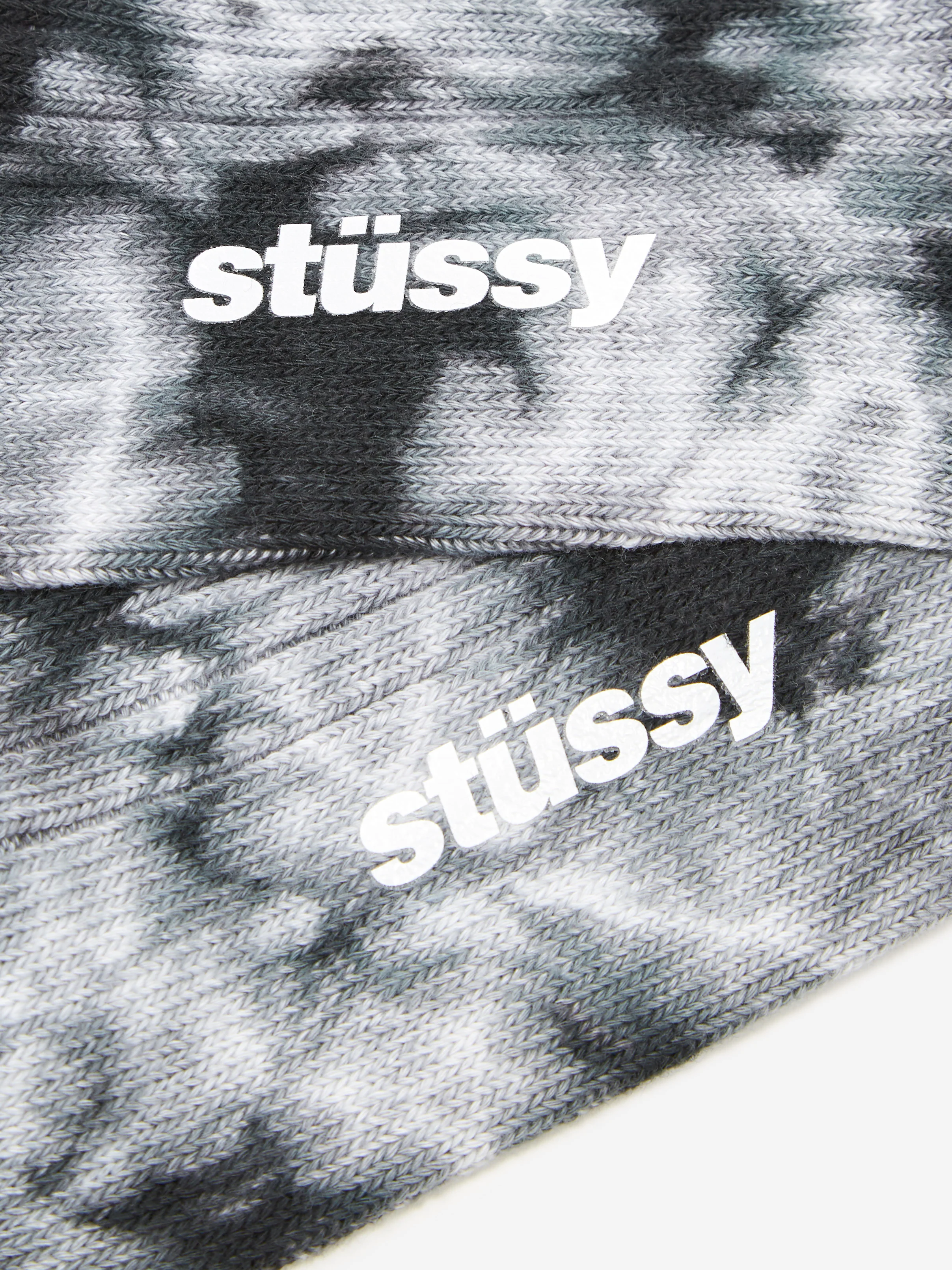 Stussy Dyed Ribbed Crew Socks - Grey - Image 3