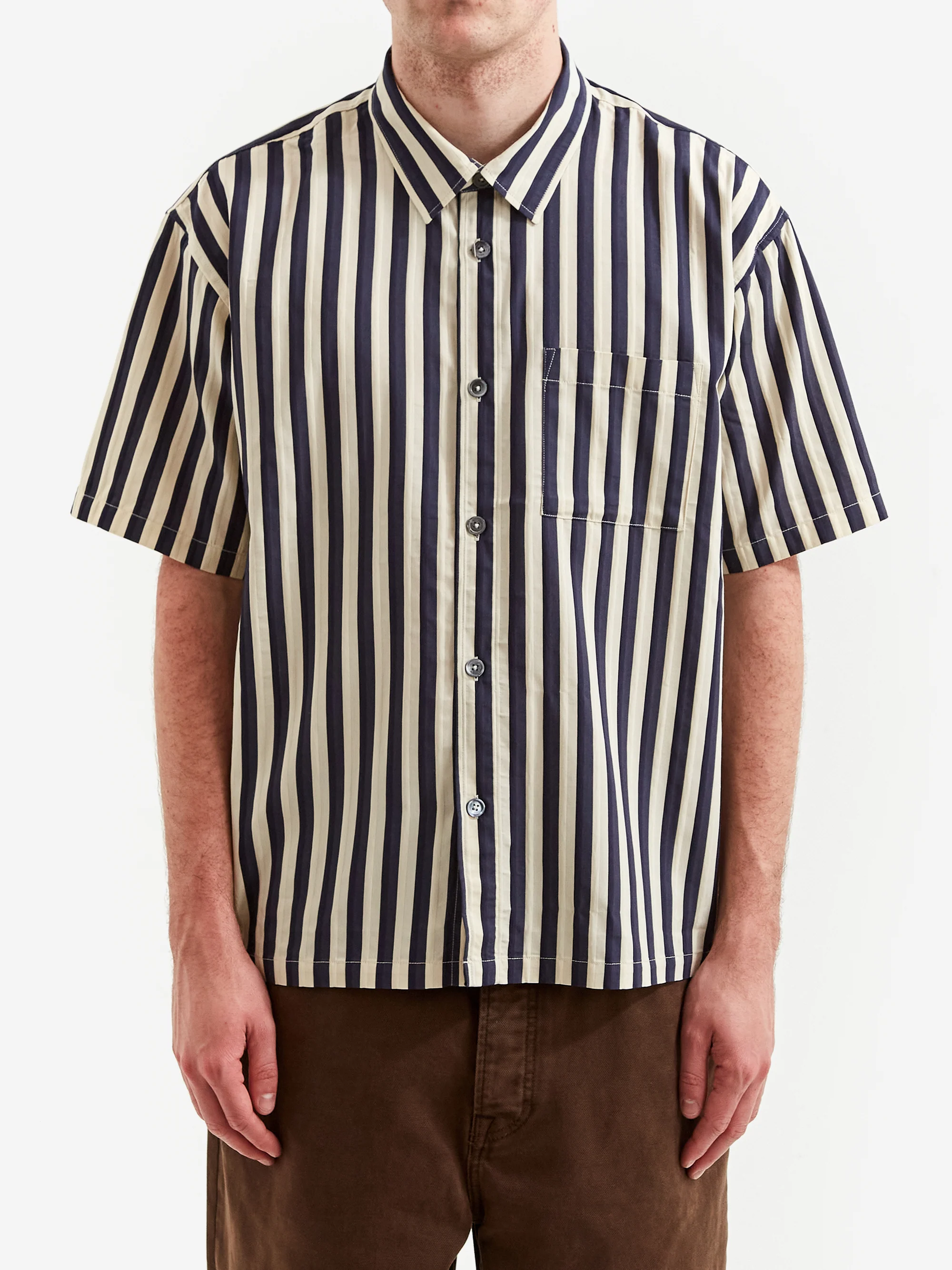 Stussy Flat Bottom Stripe Shirt - Navy - Image 2