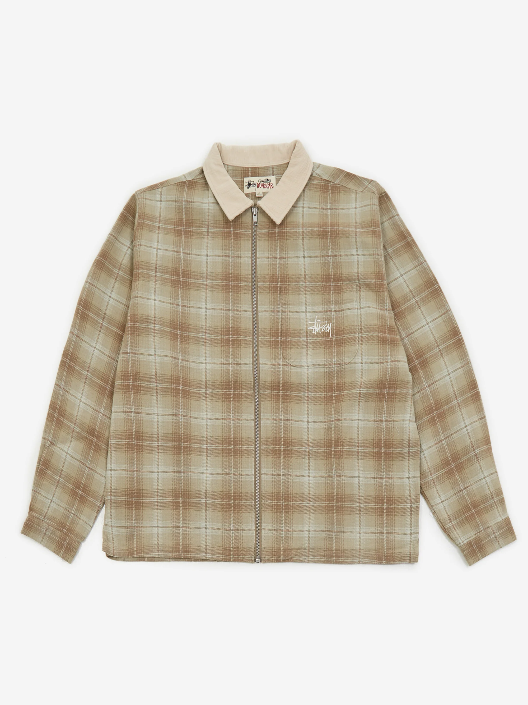 Stussy Frank Plaid Zip Shirt - Tan