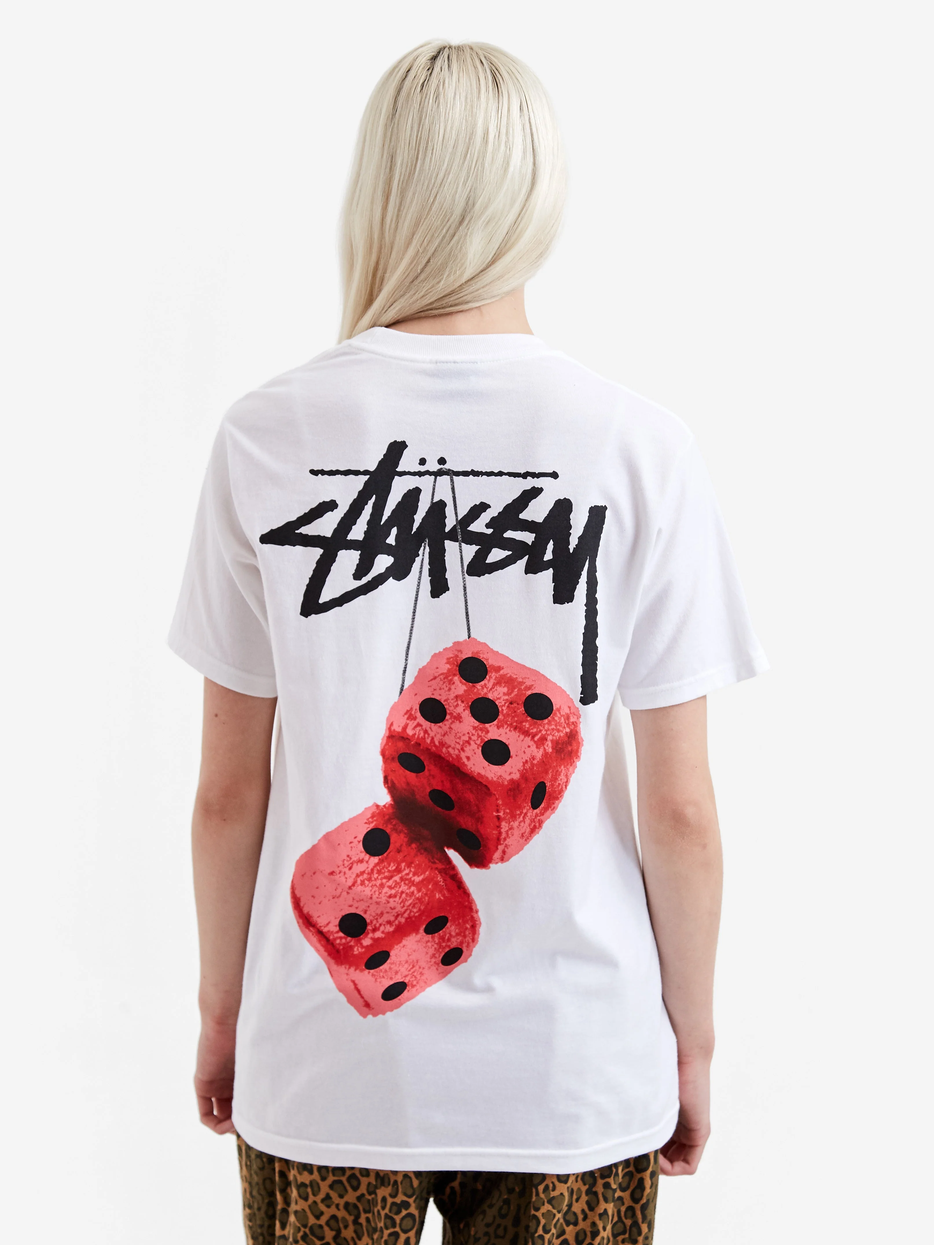 StuShort Sleevey Fuzzy Dice Short Sleeve T-Shirt W - White - Image 2