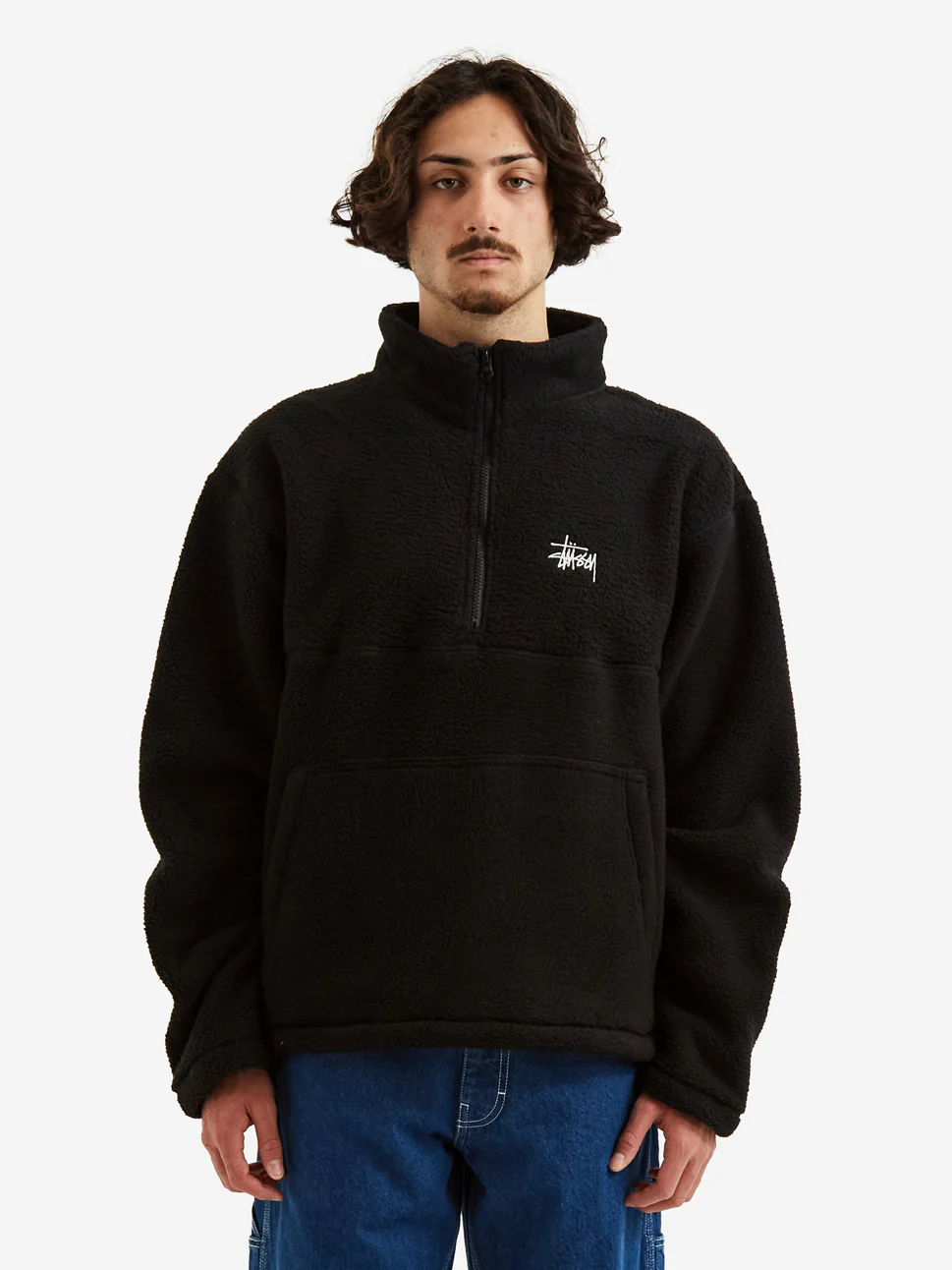Stussy Half Zip Mock Neck - Black - Image 6