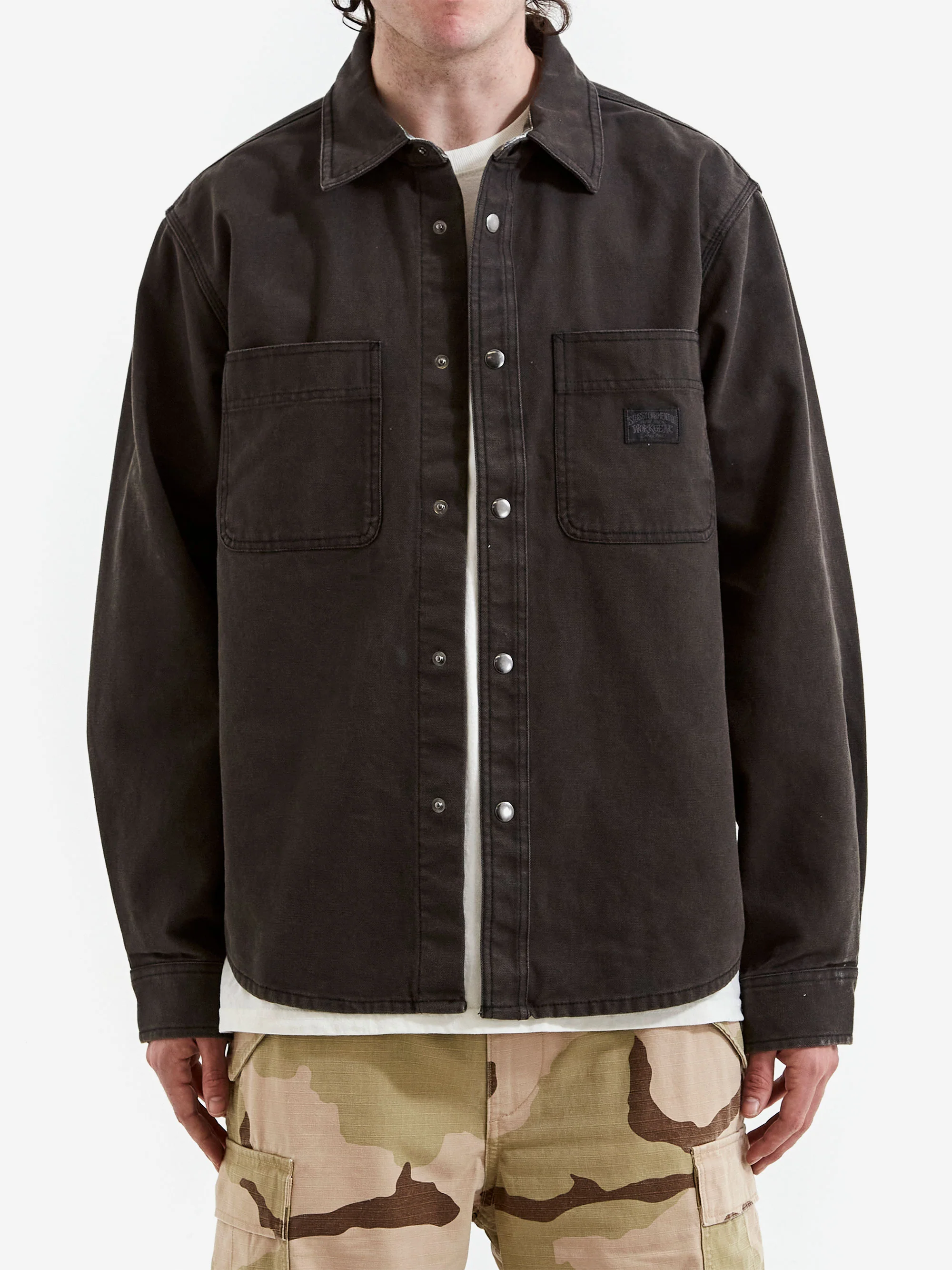 Stussy Heavy Washed Canvas Shirt - Black - Image 2