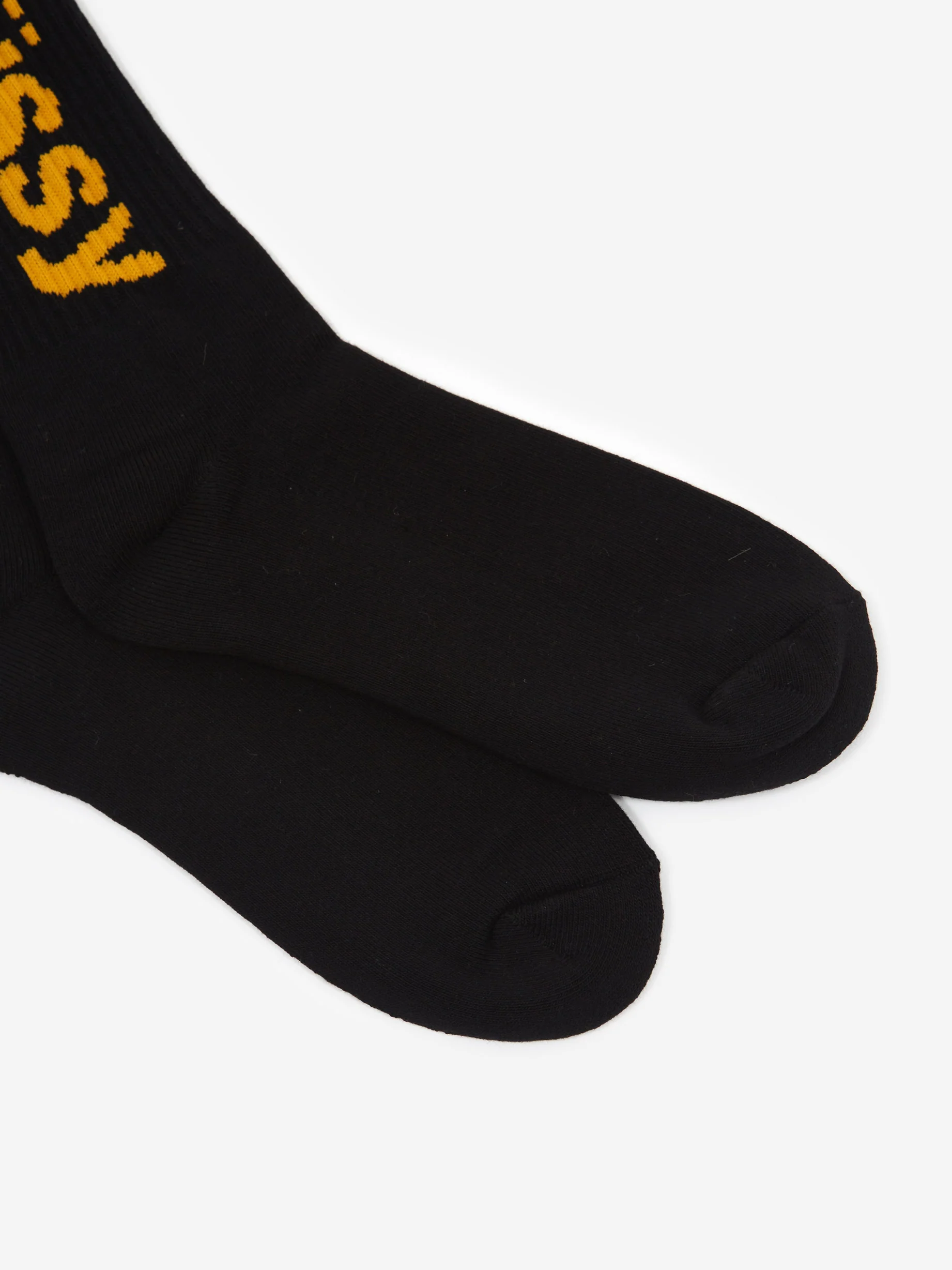 Stussy Helvetica Crew Sock - Black/Yellow - Image 3