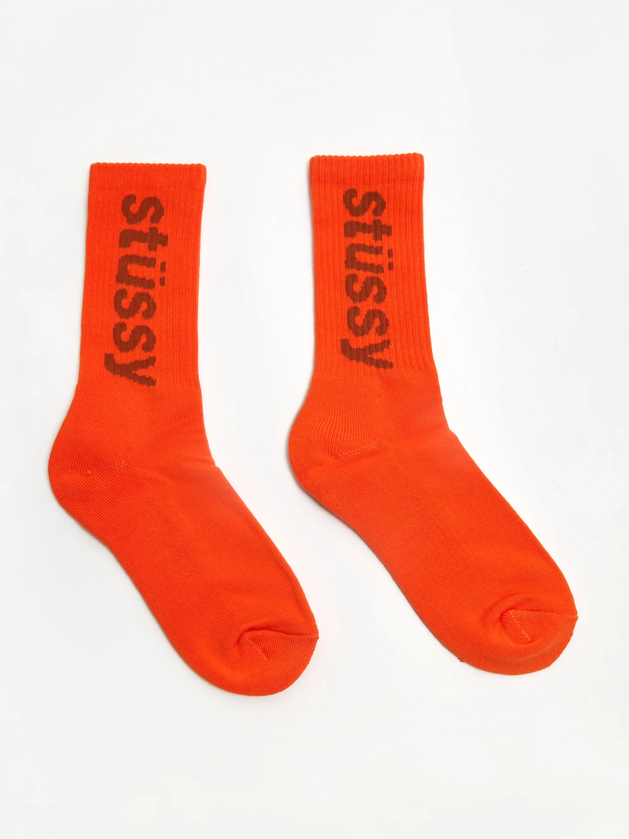 Stussy Helvetica Crew Sock W - Orange/Brown