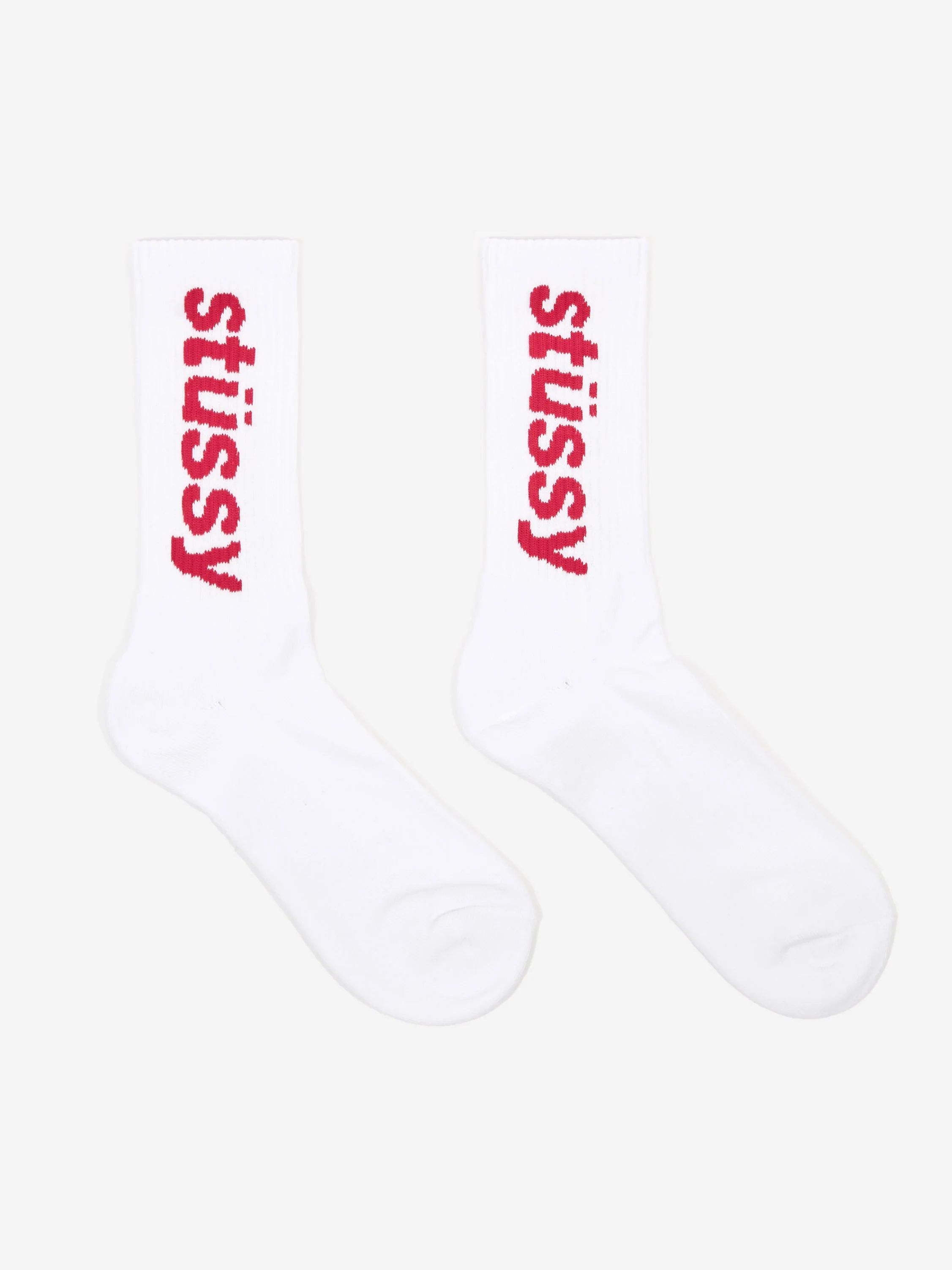 Stussy Helvetica Jacquard Crew Sock - Hot Pink
