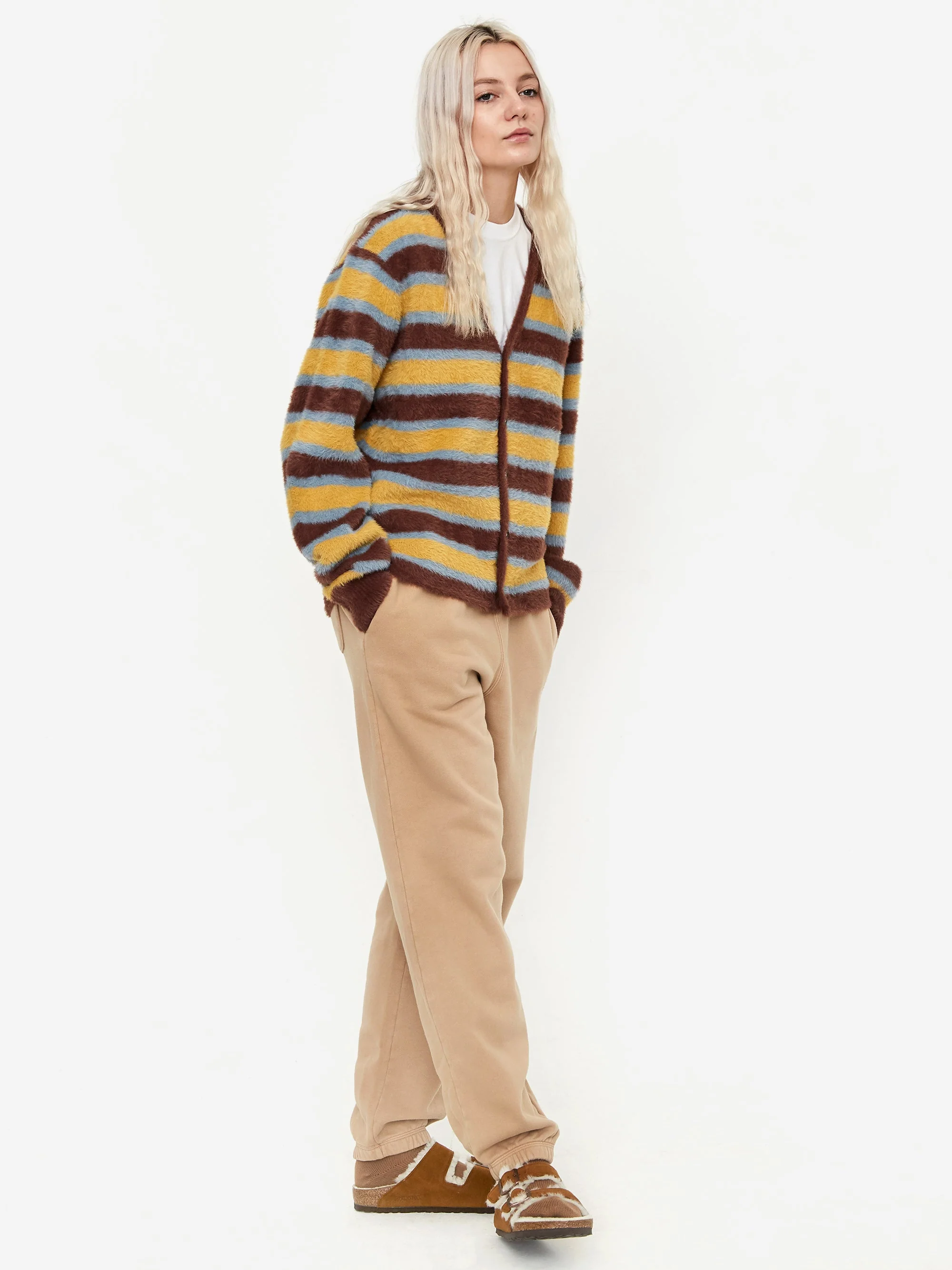 Stussy Horizontal Stripe Cardigan - Brown - Image 3