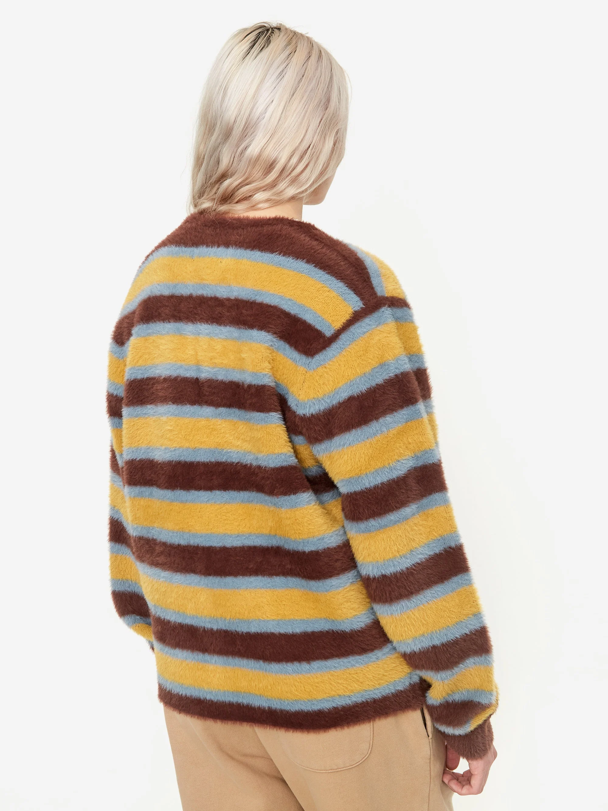 Stussy Horizontal Stripe Cardigan - Brown - Image 6