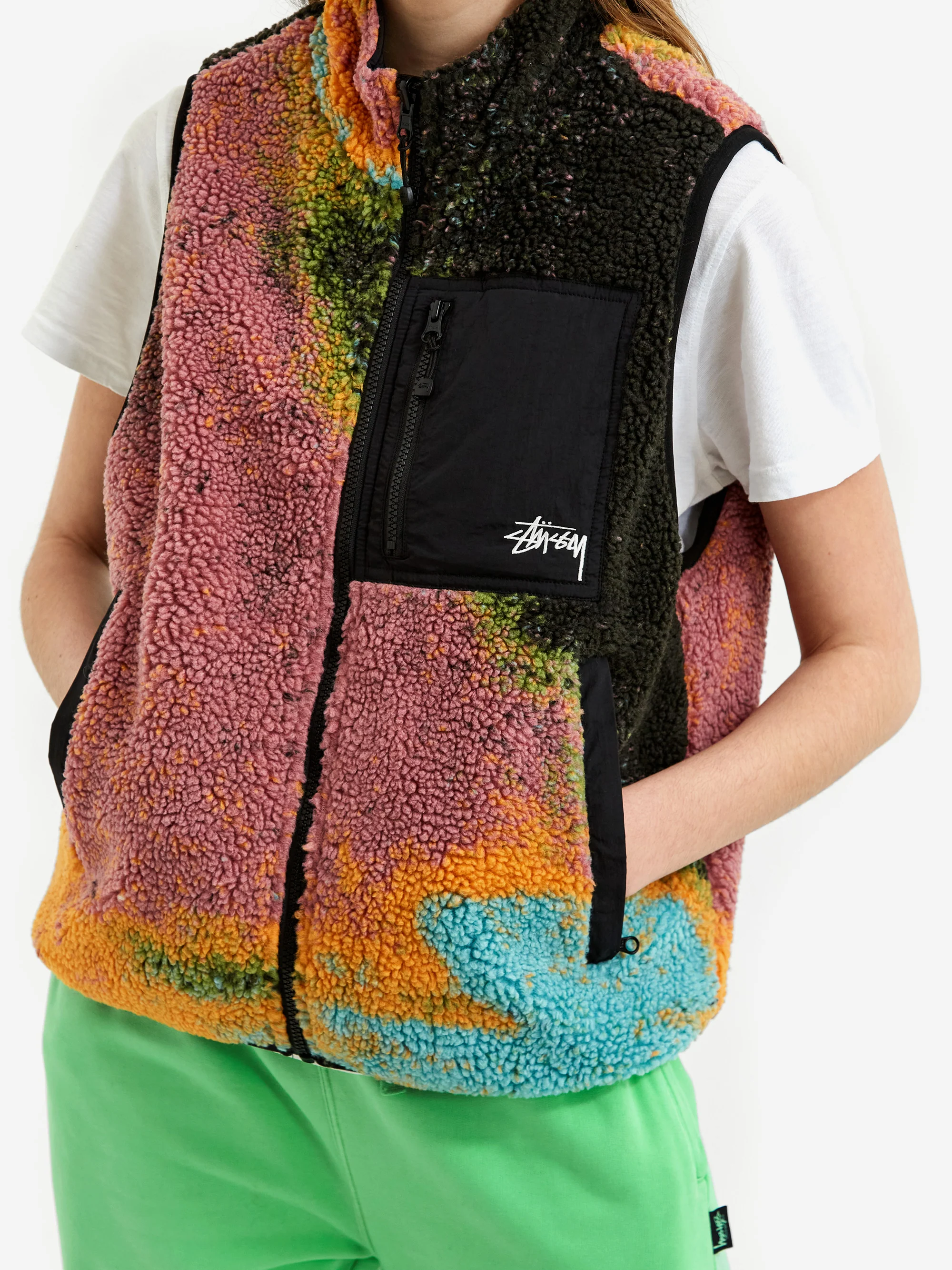 Stussy Jacquard Dye Sherpa Vest - Berry - Image 3