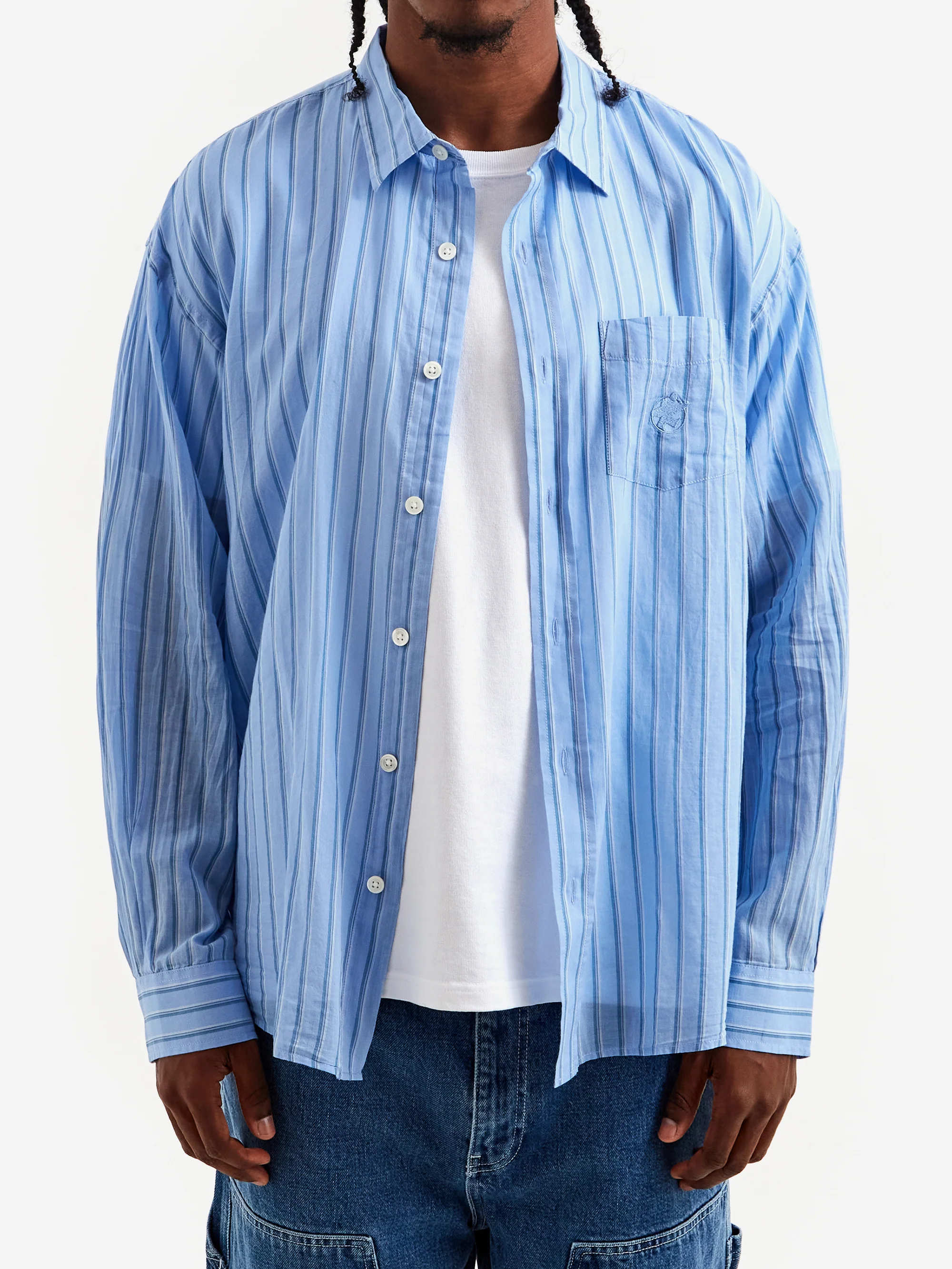 Stussy Light Weight Classic Shirt - Blue Stripe - Image 5