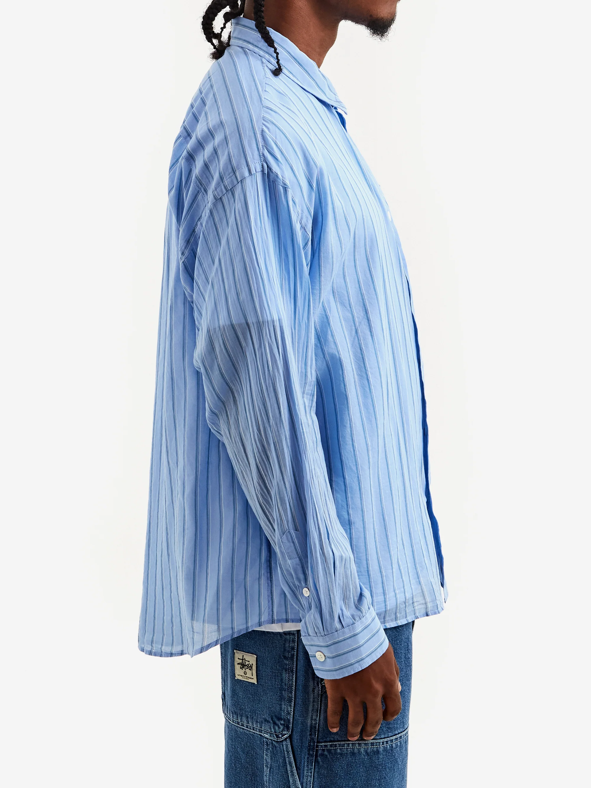 Stussy Light Weight Classic Shirt - Blue Stripe - Image 6