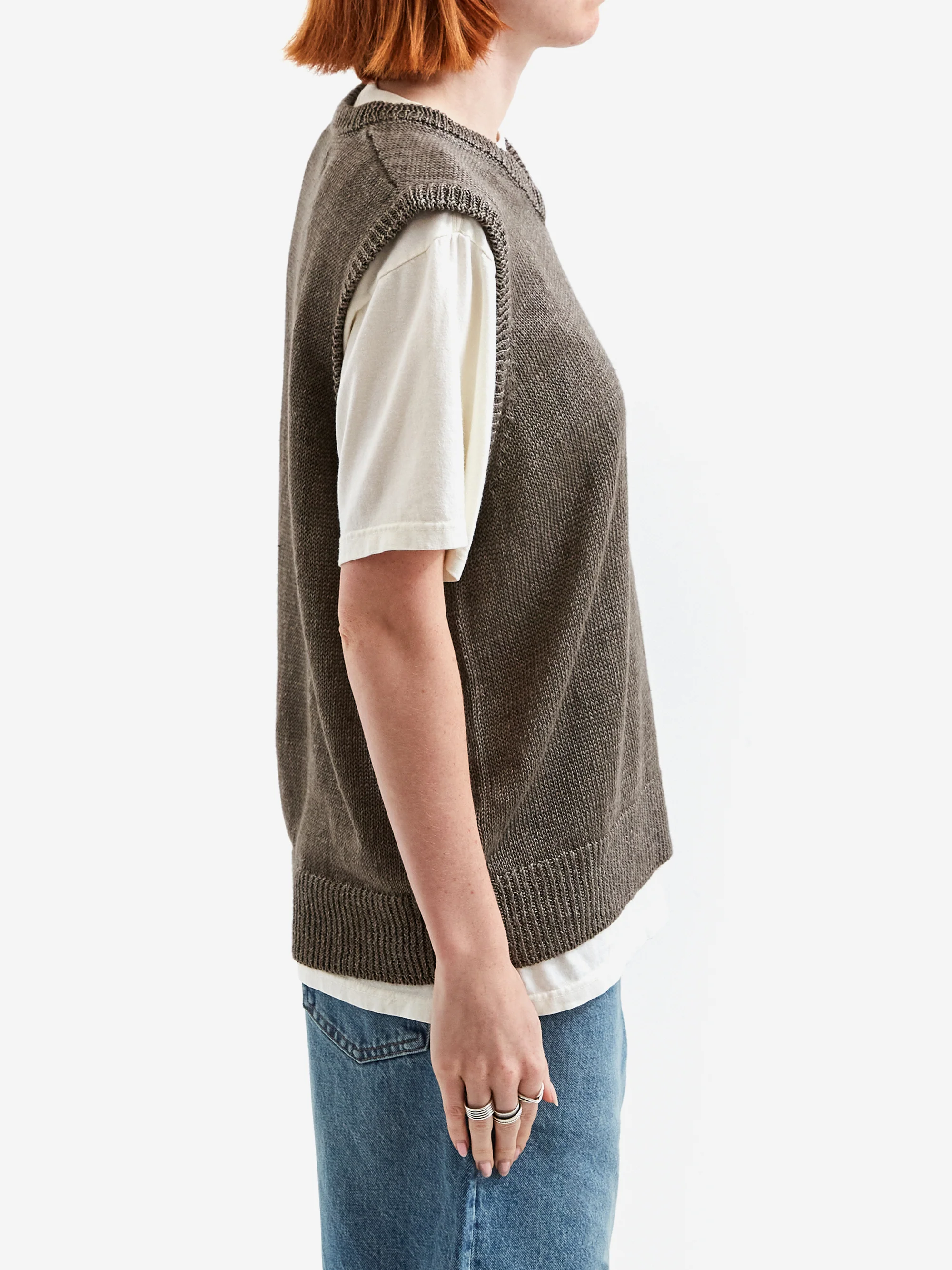 Stussy Loose Knit Linen Vest - Stone - Image 2