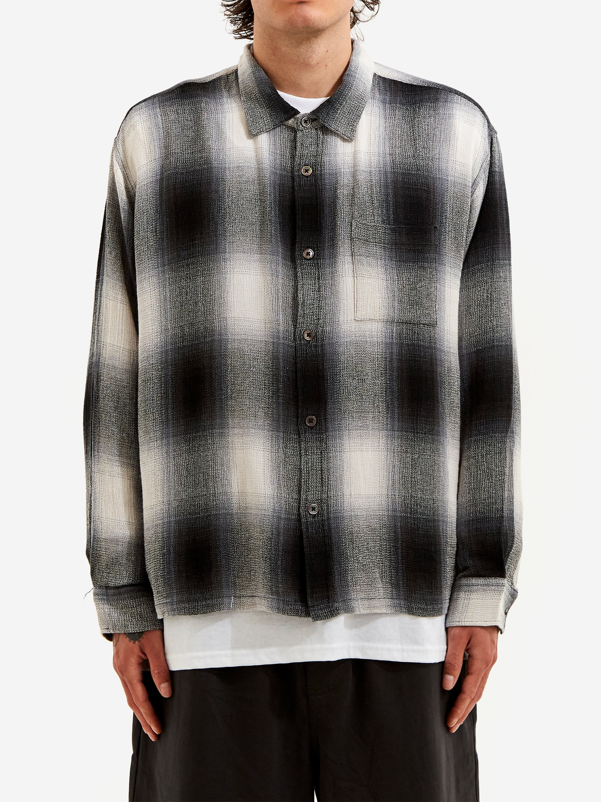 Stussy Loose Weave Plaid Shirt - Grey - Image 2