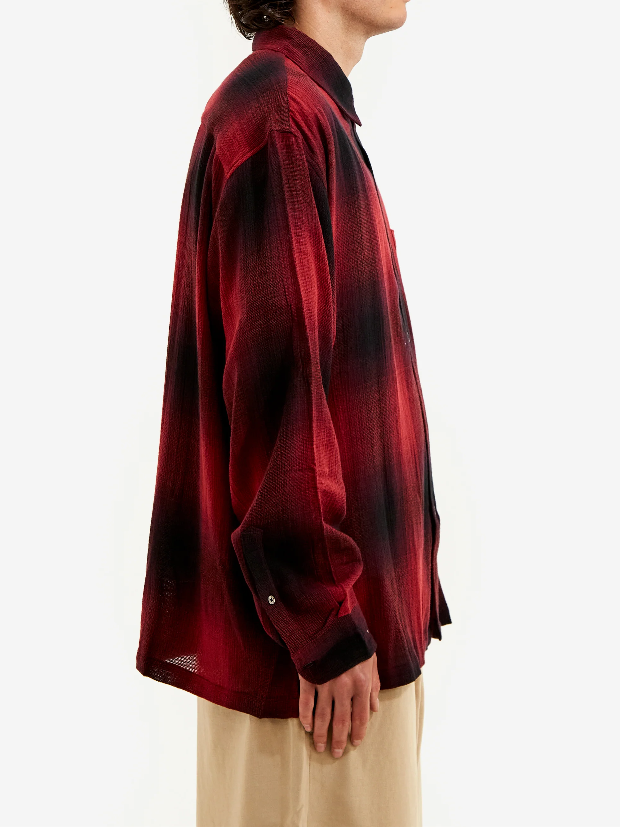 Stussy Loose Weave Plaid Shirt - Red - Image 4