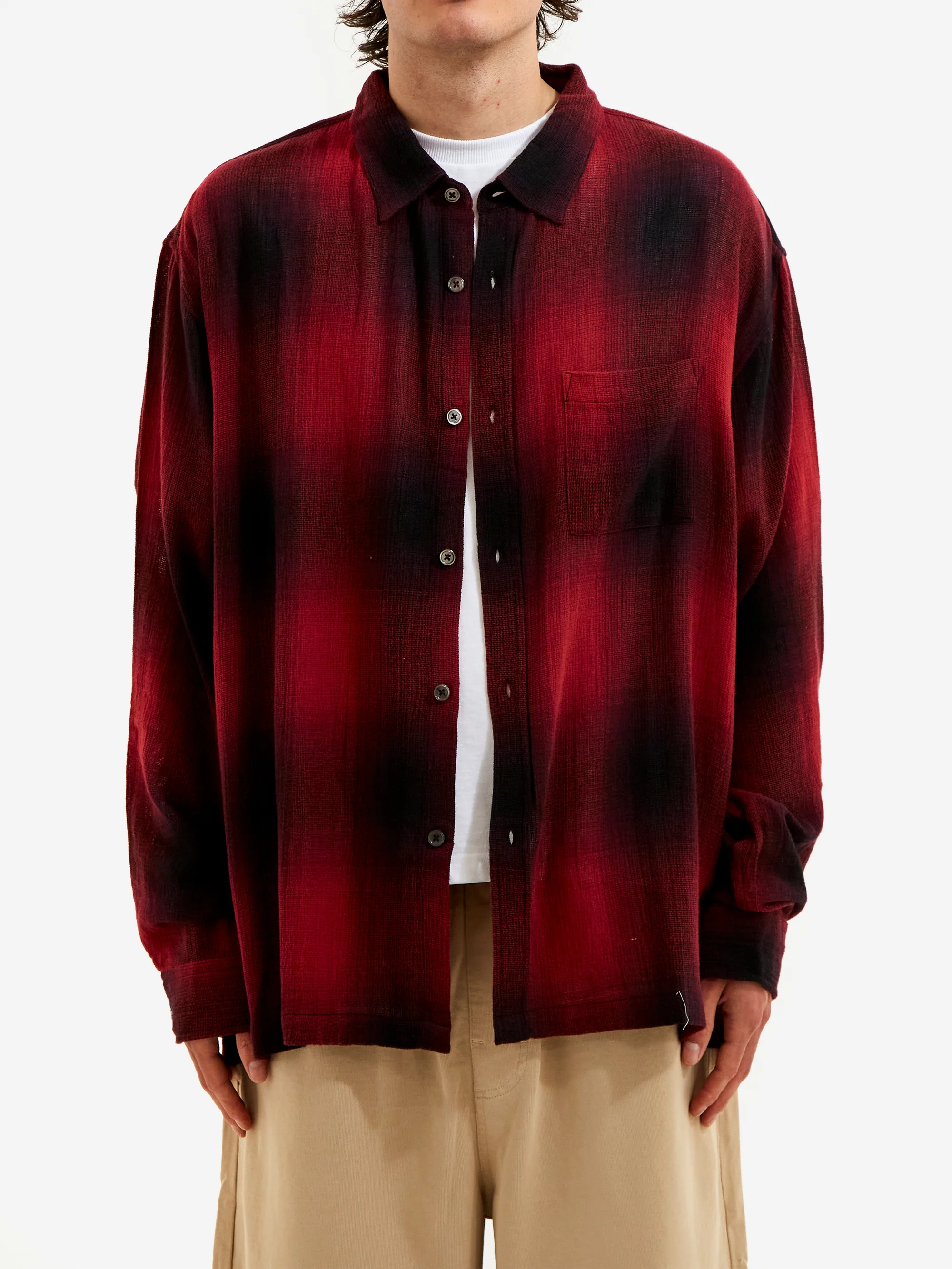 Stussy Loose Weave Plaid Shirt - Red - Image 5