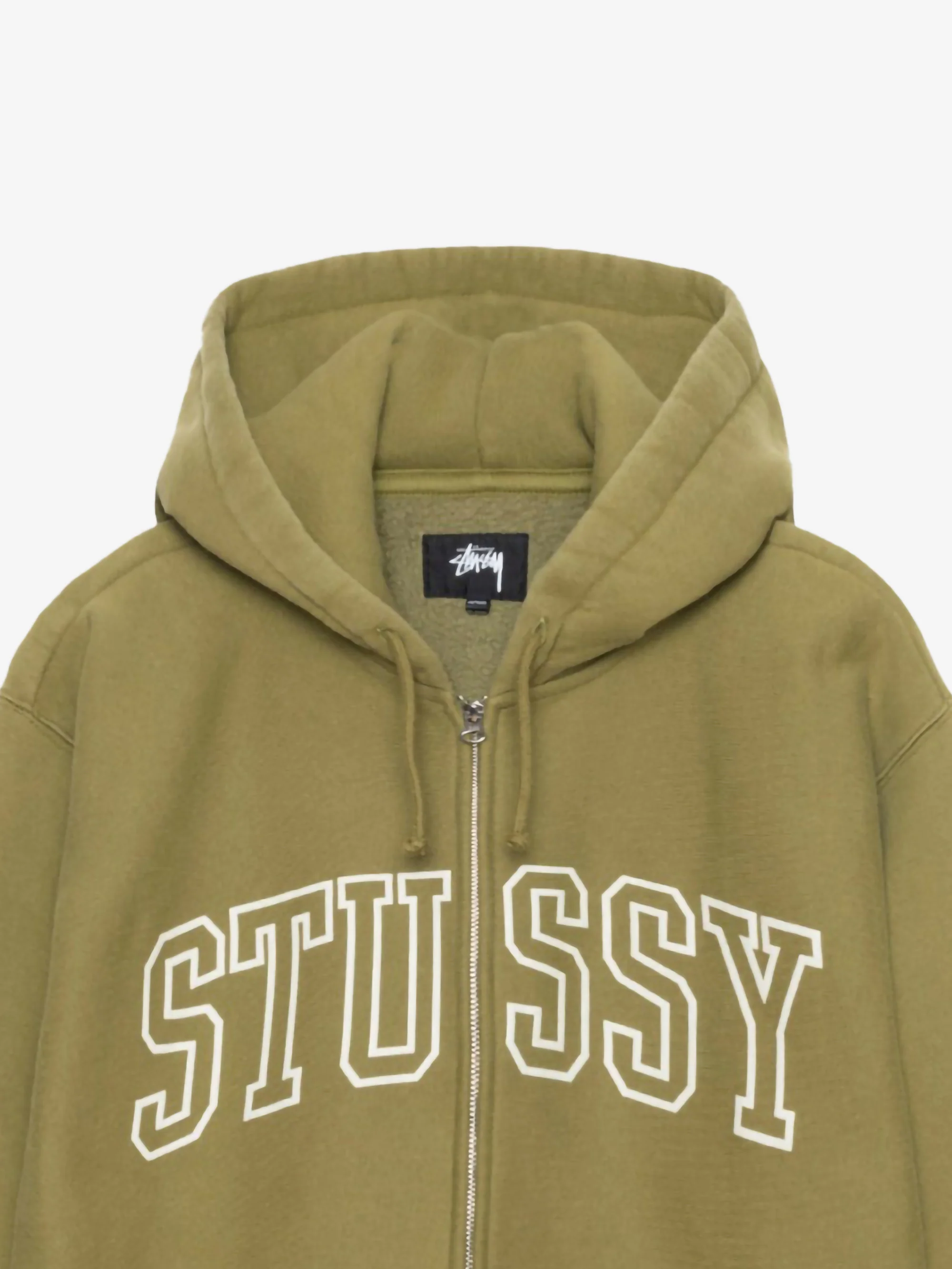 Stussy Outline Zip Hoodie - Olive - Image 6