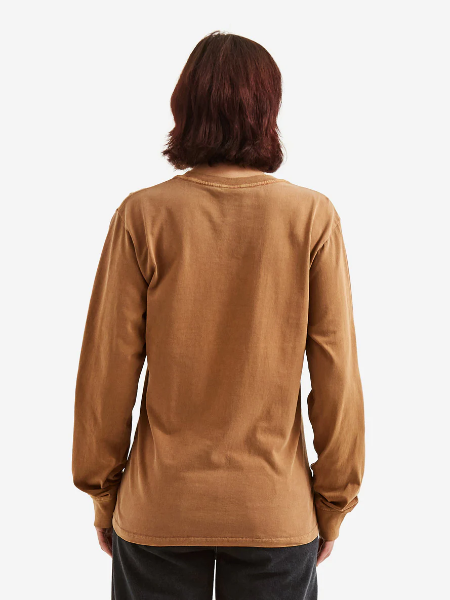 Stussy Outlined Pigment Dyed Longsleeve T-Shirt - Almond - Image 4