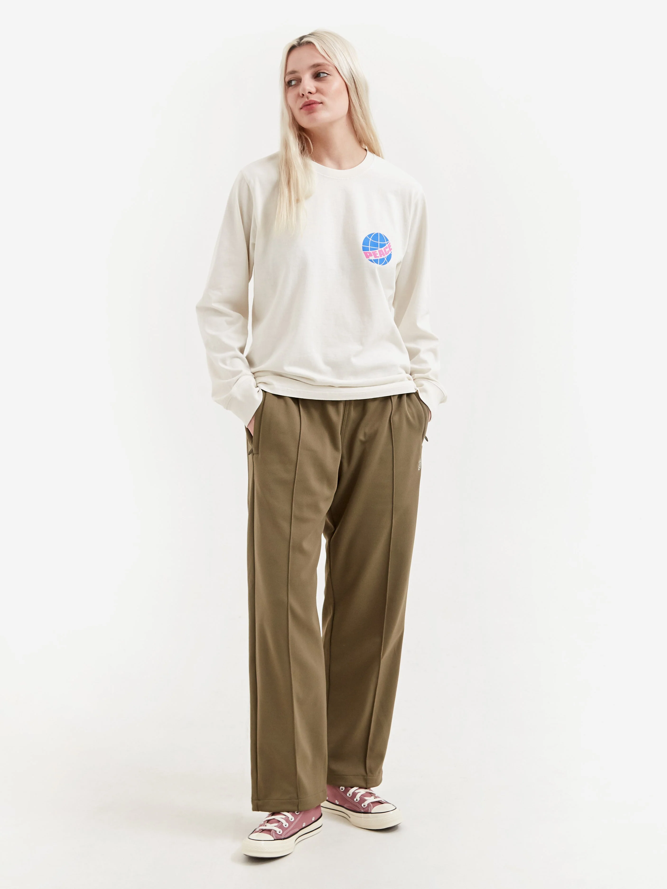 StuShort Sleevey Pigment Dyed Global Peace Long Sleeve T-Shirt - Natural - Image 2