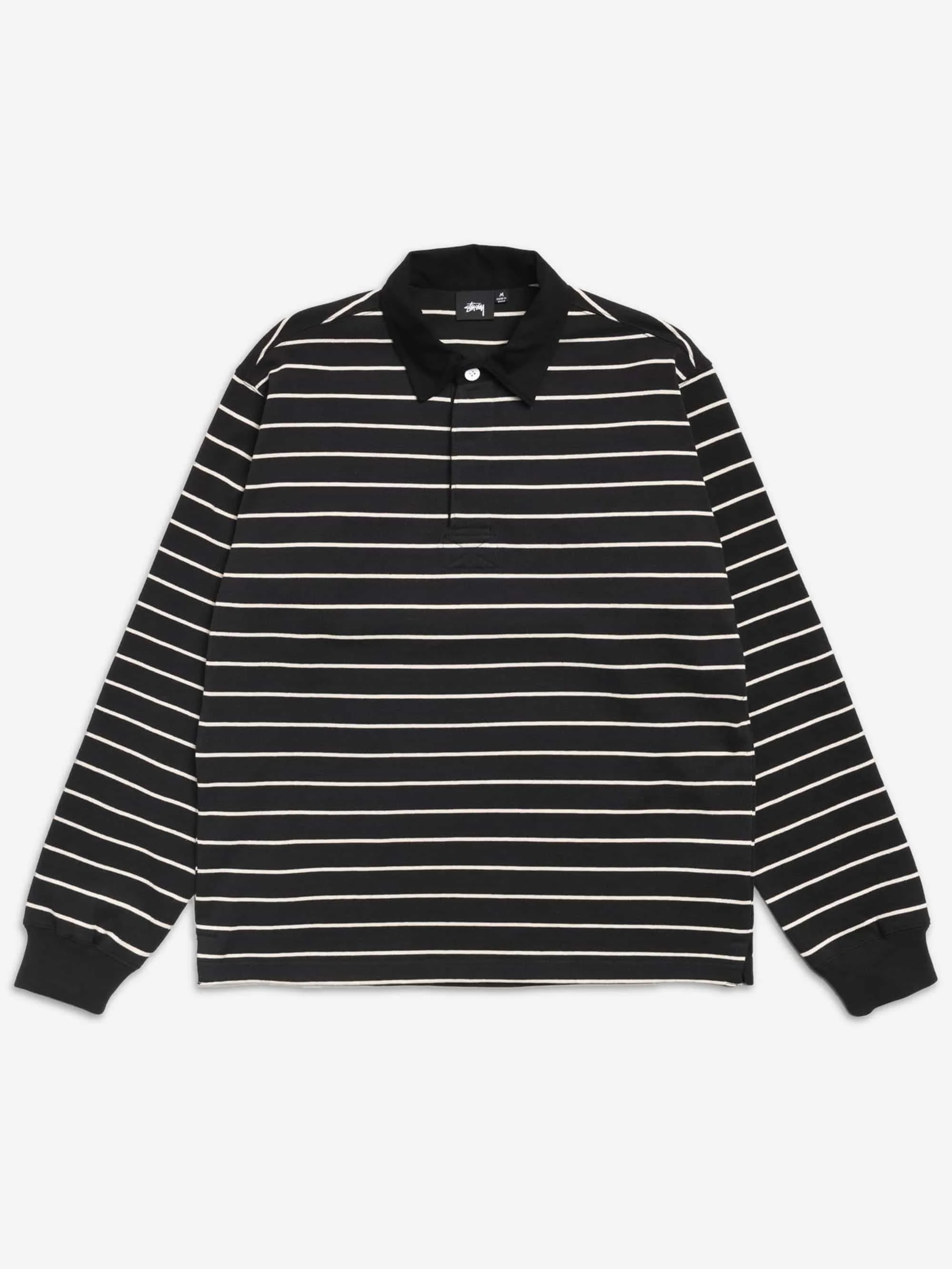 Stussy Pin Striped Rugby - Black