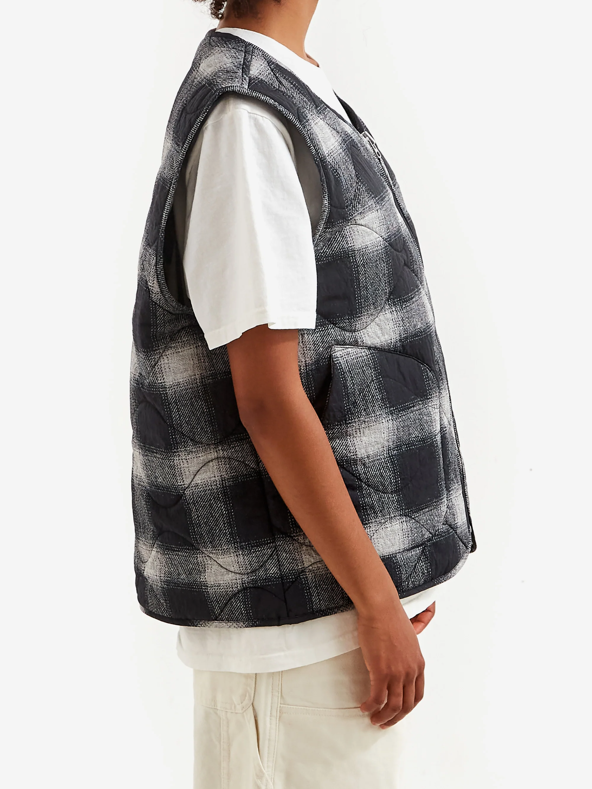 Stussy Plaid Nylon Liner Vest W - Black - Image 2